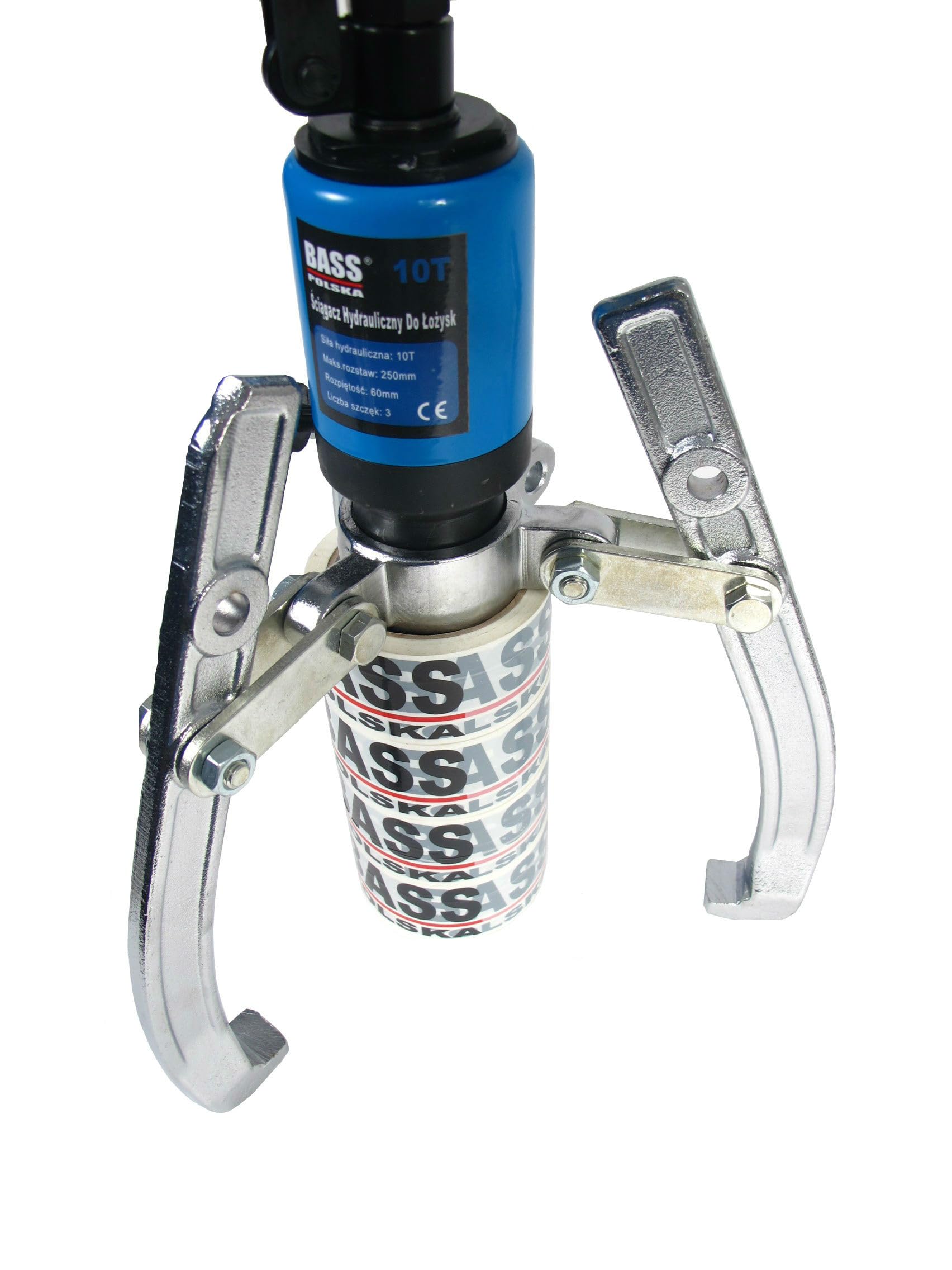 BASS POLSKA Ściągacz hydrauliczny 10T, 2-ramienny/3-ramienny, rozpiętość 250 mm, profesjonalny zestaw ściągaczy łożysk do łożysk, kół pasowych, tulei i piast