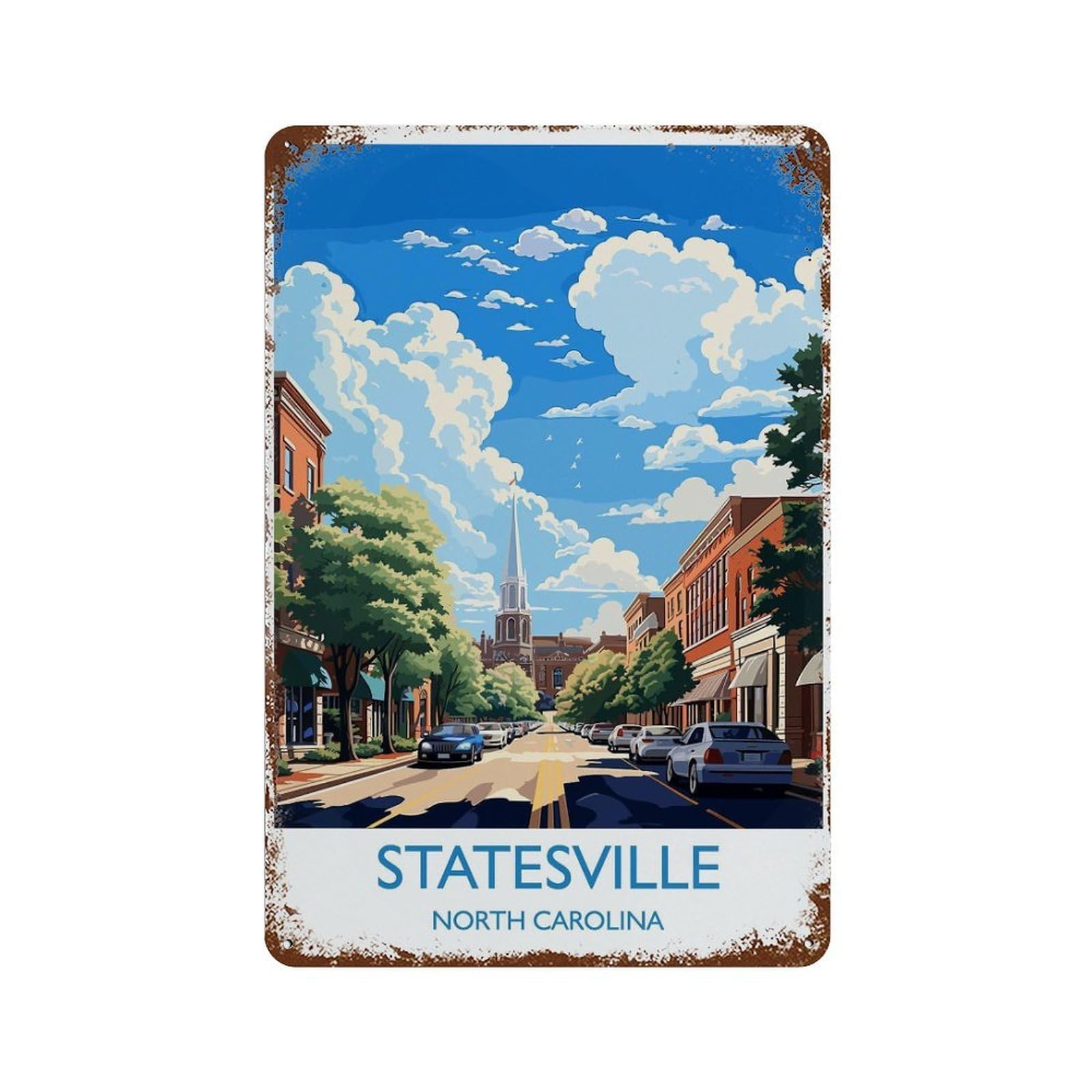 xiaoxiaoshen Statesville Travel of Lovers Gift North Carolina USA Wall Decor Art Metal Tin Poster Modern Home Decor Art Home Bar Shop Decorations Vintage Sign 30x20cm
