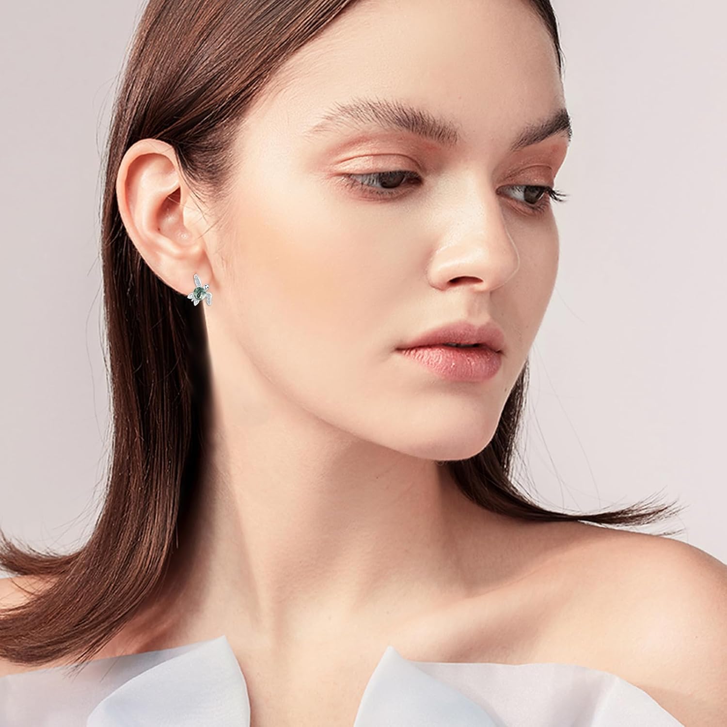 Turtle Earrings for Women 925 Sterling Silver Moonstone/Agate/Turquoise/Larimar Turtle Stud Earrings Hypoallergenic Ocean Jewelry Gifts for Birthday Mother's Day - Image 5