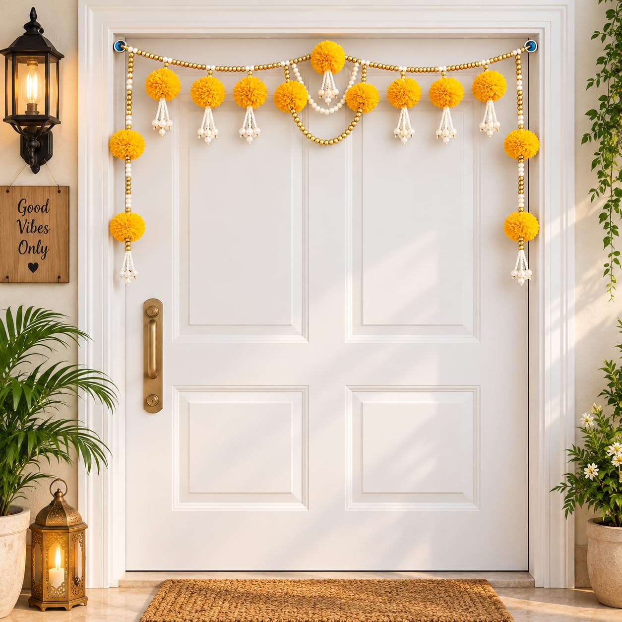 Gold Lotus Toran - Traditional Indian Door Decor -12
