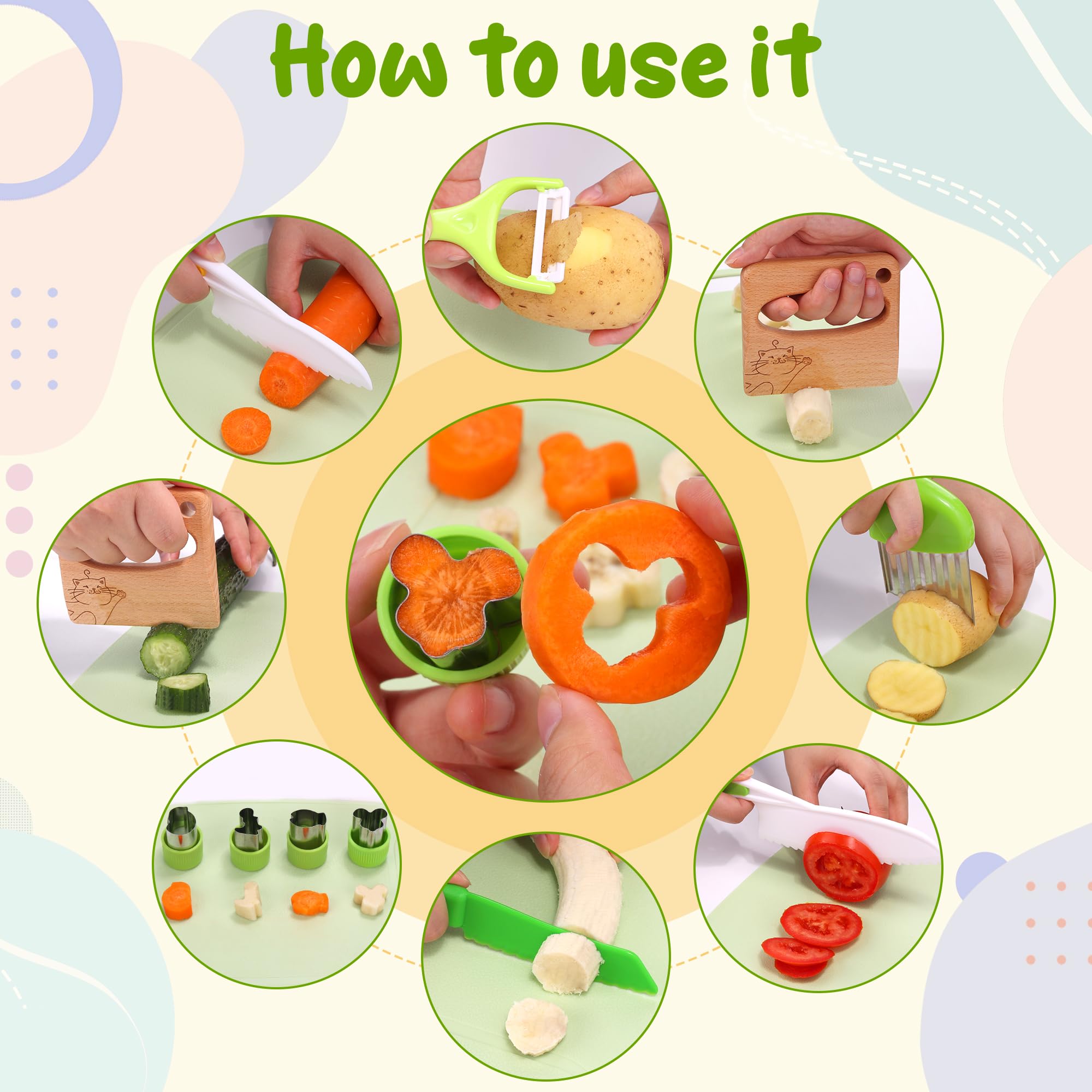 29 Pièces Kit Couteau Cuisine Sécurité Enfant - Montessori Avec Planches à Découper Et Accessoires 29 Pièces Kit Couteau Cuisine Sécurité Enfant - Montessori Avec Planches à Découper Et Accessoires