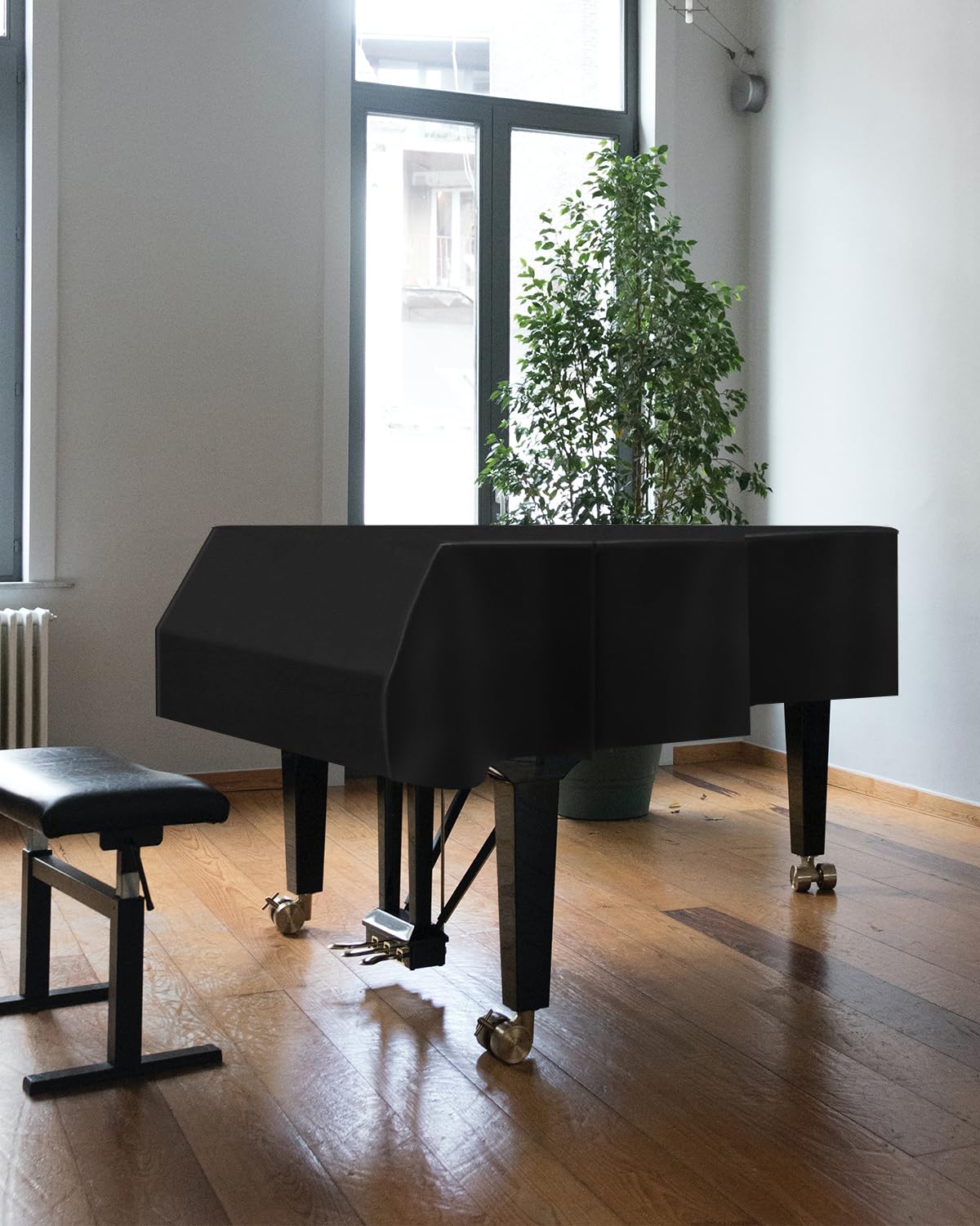 TINDTOP Funda para piano de cola, de piel, impermeable, a prueba de polvo, lavable, suave, con bordes decorados, triángulo completo, funda protectora para piano | Funda protectora de piano triangular a prueba de polvo lavable con bordes suaves decorados