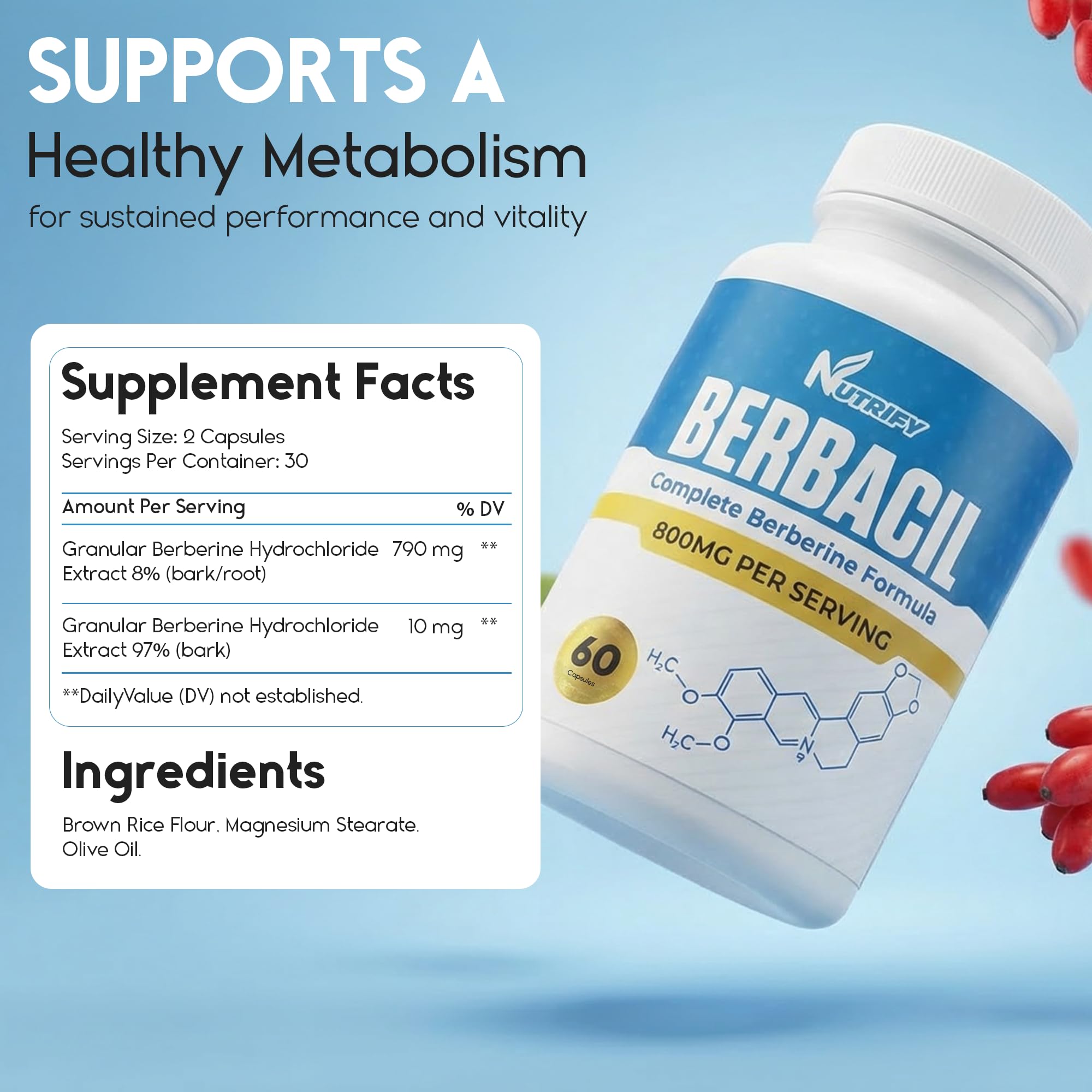 Berbacil Berberine Supplement with Complete Berberine Formula, 60 Gluten-Free Capsules for Men & Women 800mg — Amazon image 7