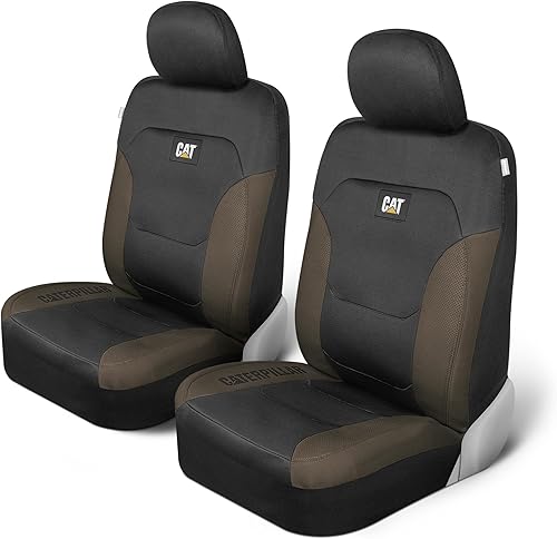 Cat Flexfit Fundas de asiento automotriz para automóviles, camiones y SUV (juego de 2)  Fundas de asiento de coche negras para asientos delanteros,