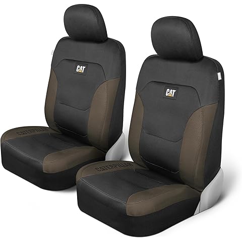 Cat® Flexfit™ Black Beige Seat Covers for Cars, Trucks, & SUV - Set of (2) Front Car Seat Cover Front Seat Protectors - Airbag Compatible Seat Covers for SUV Interior Covers & Seat Cover Accessories