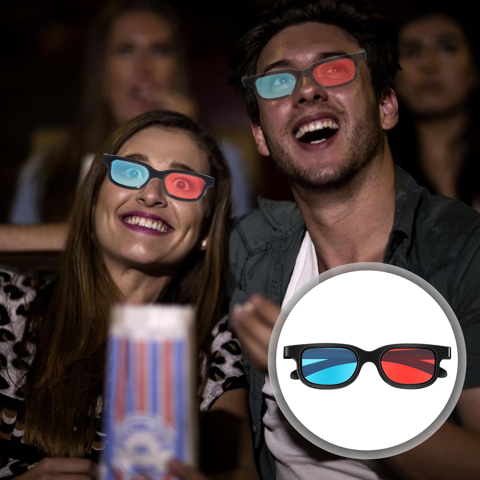 Occhiali 3D per TV, Occhiali Anaglifi 2 Pezzi, Occhiali 3D per Film 3D, Giochi, Televisione, Cinema (Blu, Rosso)