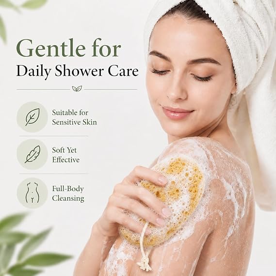 Body Bath Sponges for Adults - 2Pcs Large Shower Sponge for Women Men - Soft Honeycomb Natural Sponge - Exfoliating Deep Cleaning Bathroom Bathing Body Sponges for Sensitive Skin