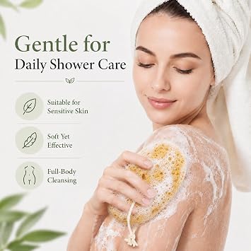 Body Bath Sponges for Adults - 2Pcs Large Shower Sponge for Women Men - Soft Honeycomb Natural Sponge - Exfoliating Deep Cleaning Bathroom Bathing Body Sponges for Sensitive Skin