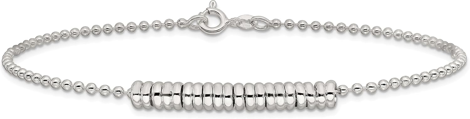 Sterling Silver 9inch Polished Fancy Love Ring Anklet QG286, 9 in