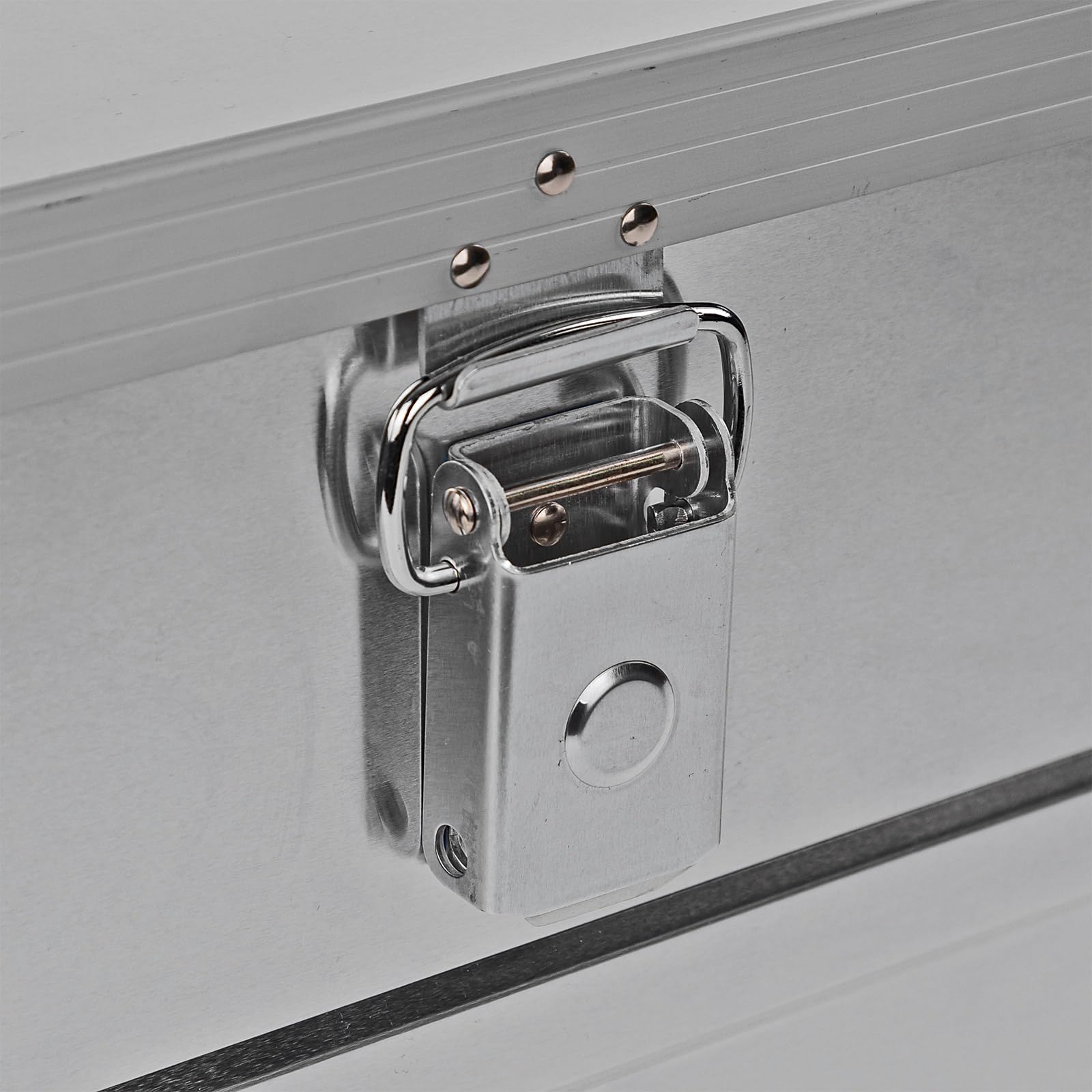 DEMA Alu Werkzeugbox 90 Liter Transportkiste Lagerbox Aluminium Tragegriffe | Aufbewahrungsbox, Alukiste, Storage Box, Camping Kiste, stapelbar, robust, Dichtung, Verschlusshebel, Outdoor