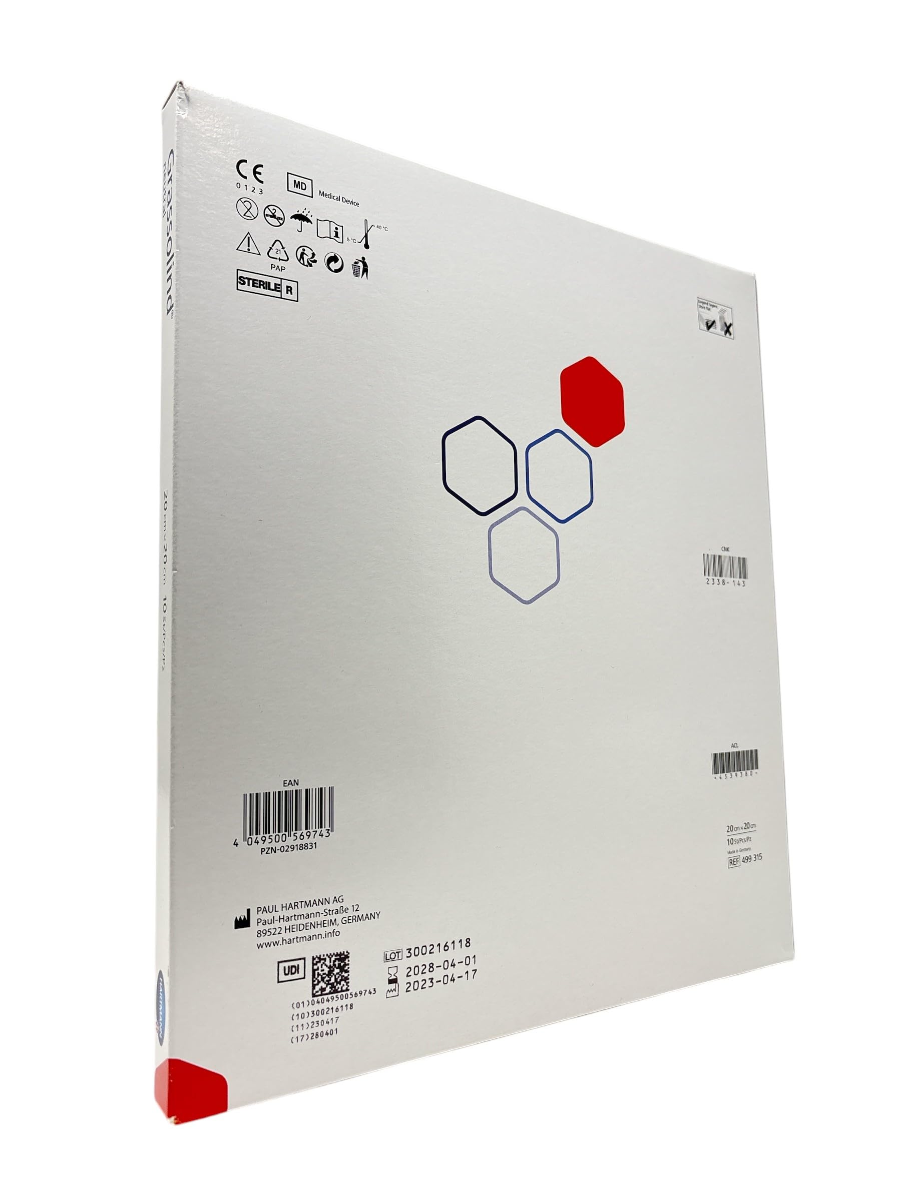 Hartmann Paul Grassolind Neutral - Medicazione grassa, 20 x 20 cm, 10 pezzi