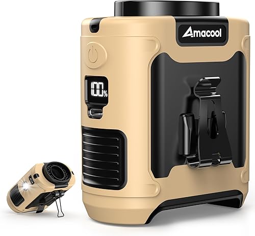 Miniatura 18 de AMACOOL Ventilador de cintura portátil con clip, tiempo máximo de trabajo de 40 horas, ventilador de camisa recargable de 10000 mAh con luz, 16000