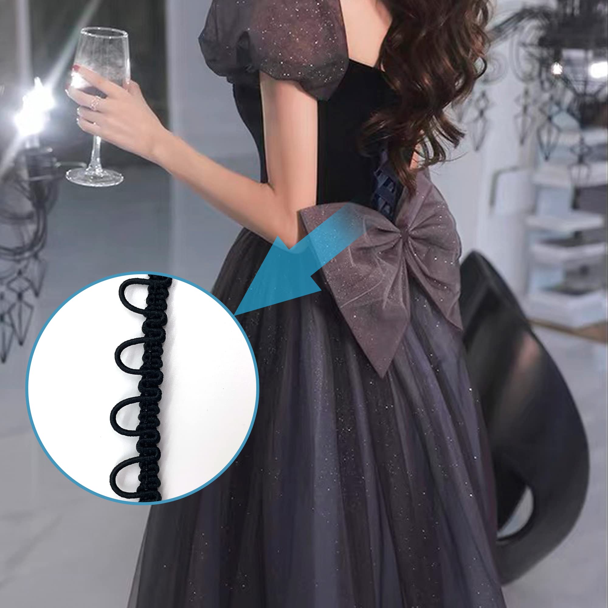 DHER Elastico con Asola Asola Elastica 5 m per asole, Cordino Elastico per Colletto da Donna, Fibbia Elasticizzata, Ornamento per asole Elasticizzato in Pizzo, asole Elastiche per Matrimonio