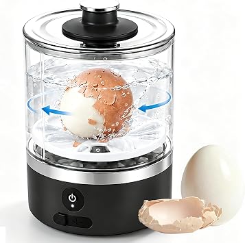 Electric Egg Peeler for Hard Boiled Eggs, 6s Shell Cracking, Automatic One-Touch Egg Shell Remover & Opener, Compact Egg Cracker & Sheller for Fitness, Picnic, Meal Prep, Salads, Deviled Eggs, black