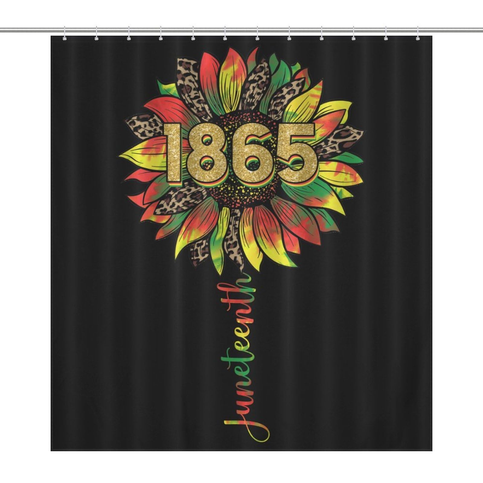 Oudrspo Juneteenth Black History Month Sunflower 1865 Shower Curtain Modern Bath Curtain Bathroom Decor Set with 12 Hooks 60 X 72 Inch
