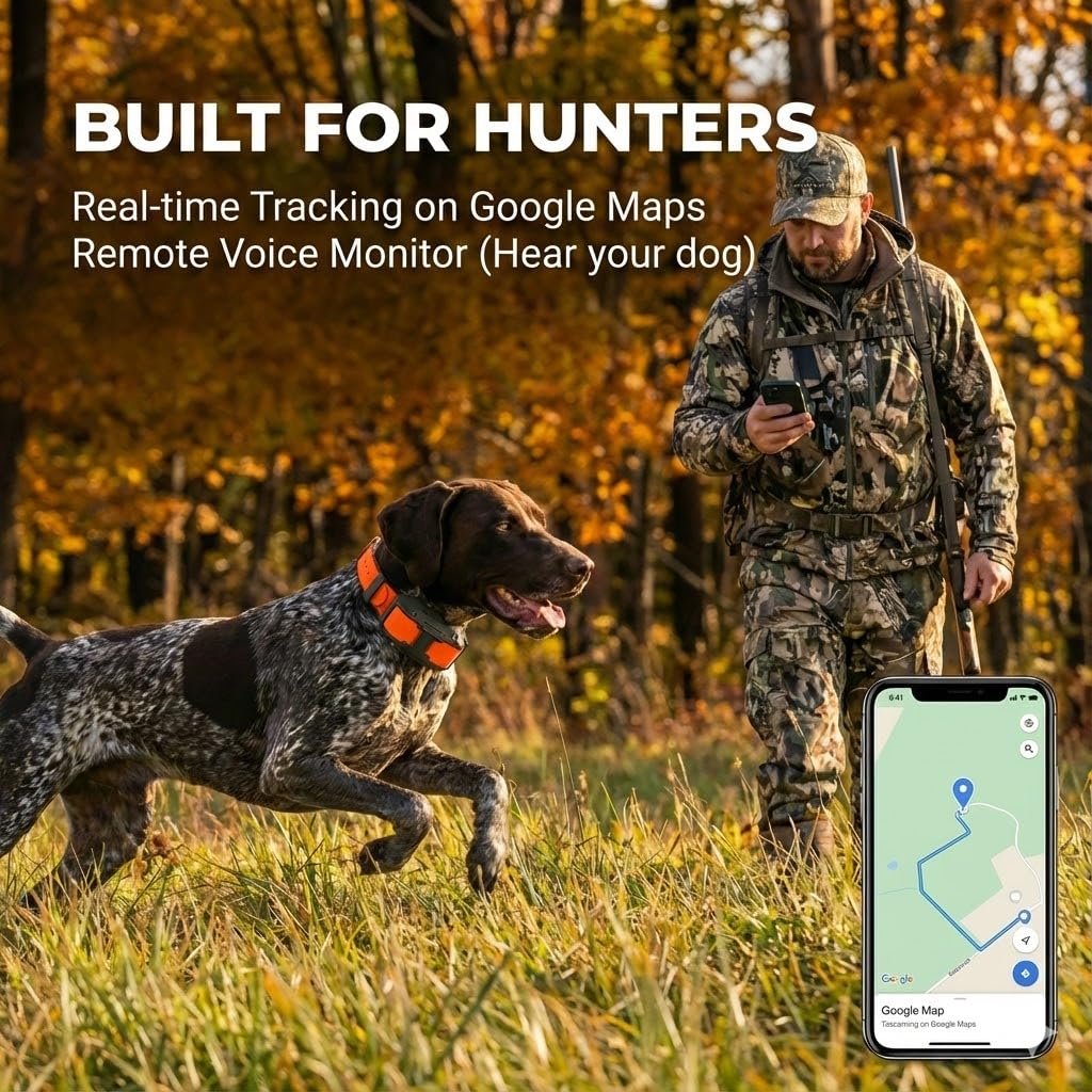 Localizzatore GPS per cani da caccia 4G, con allarme Geo-Freccion, batteria da 4000 mAh e cicalino a distanza, collare impermeabile per il monitoraggio e l'addestramento del cane