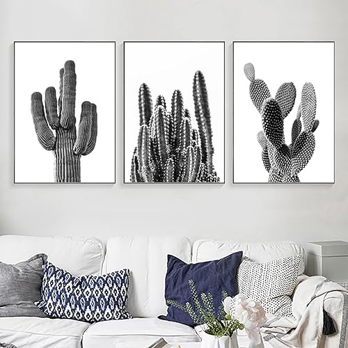 Miniatura 4 de Lienzo de cactus en blanco y negro para pared, arte de pared de cactus Saguaro, arte de pared, arte de cactus, arte de pared, póster de cactus para