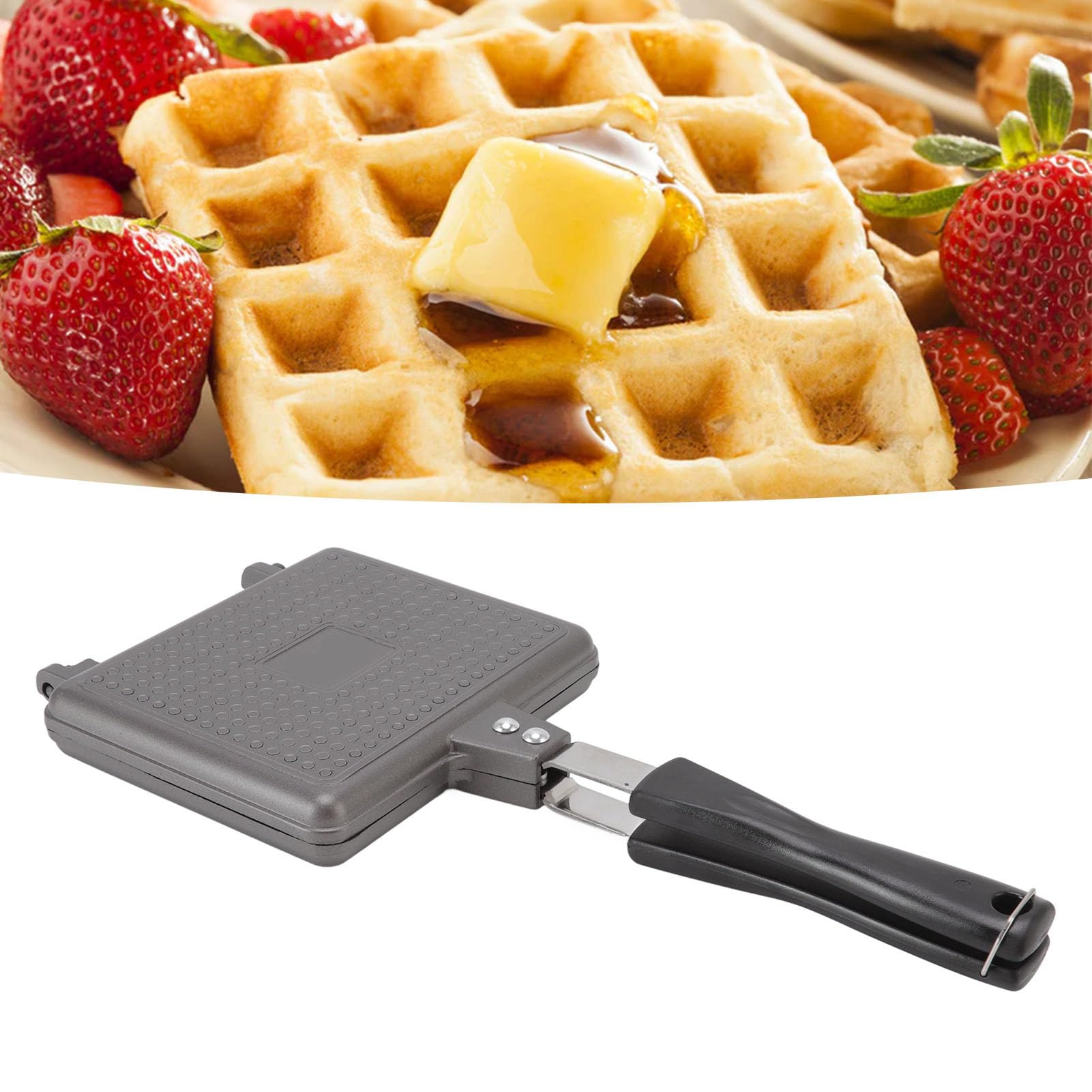 Stampo per waffle, macchina per waffle antiaderente, teglia quadrata in alluminio pressofuso di facile utilizzo con isolamento termico per la preparazione di colazioni indoor e