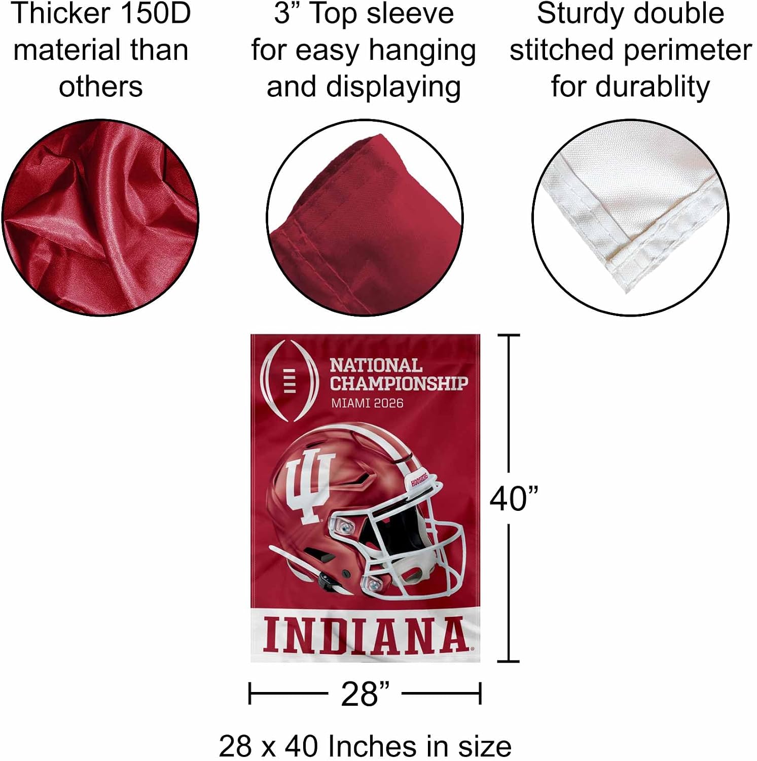 Indiana Hoosiers 2026 National Championship Top Sleeve Banner Flag