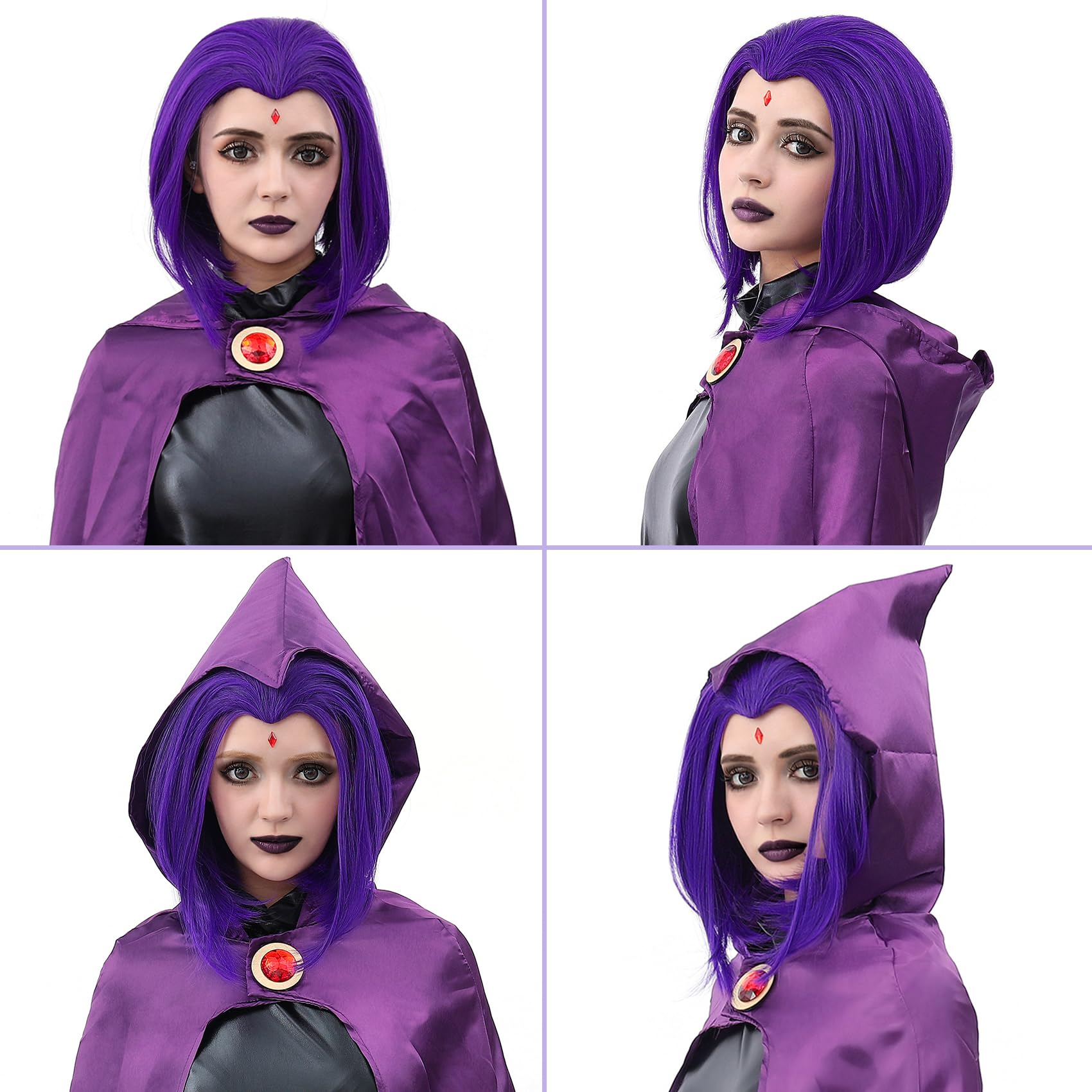 MUPUL Purple Short Wig Cosplay Short Bob Wig Purple Halloween Costume Wigs For Women: Purple / Bob