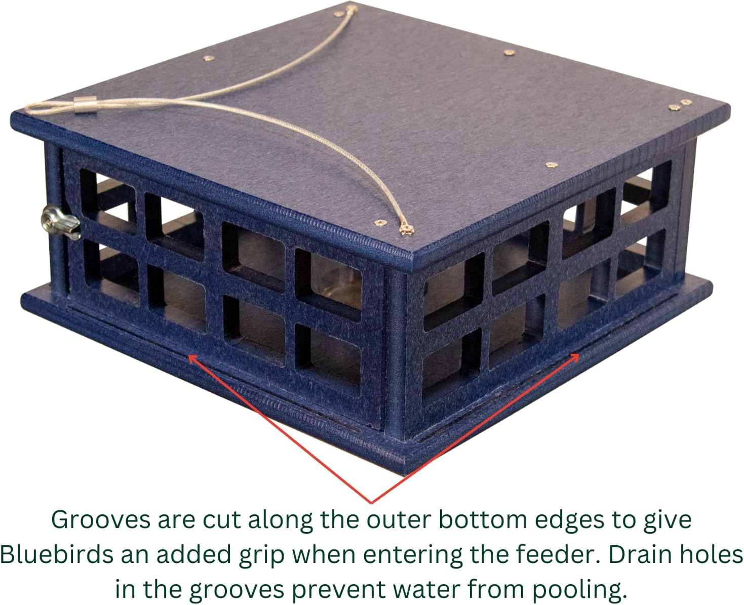 JCs Wildlife Recycled Poly Lumber Caged Platform Bluebird Feeder (Blue)