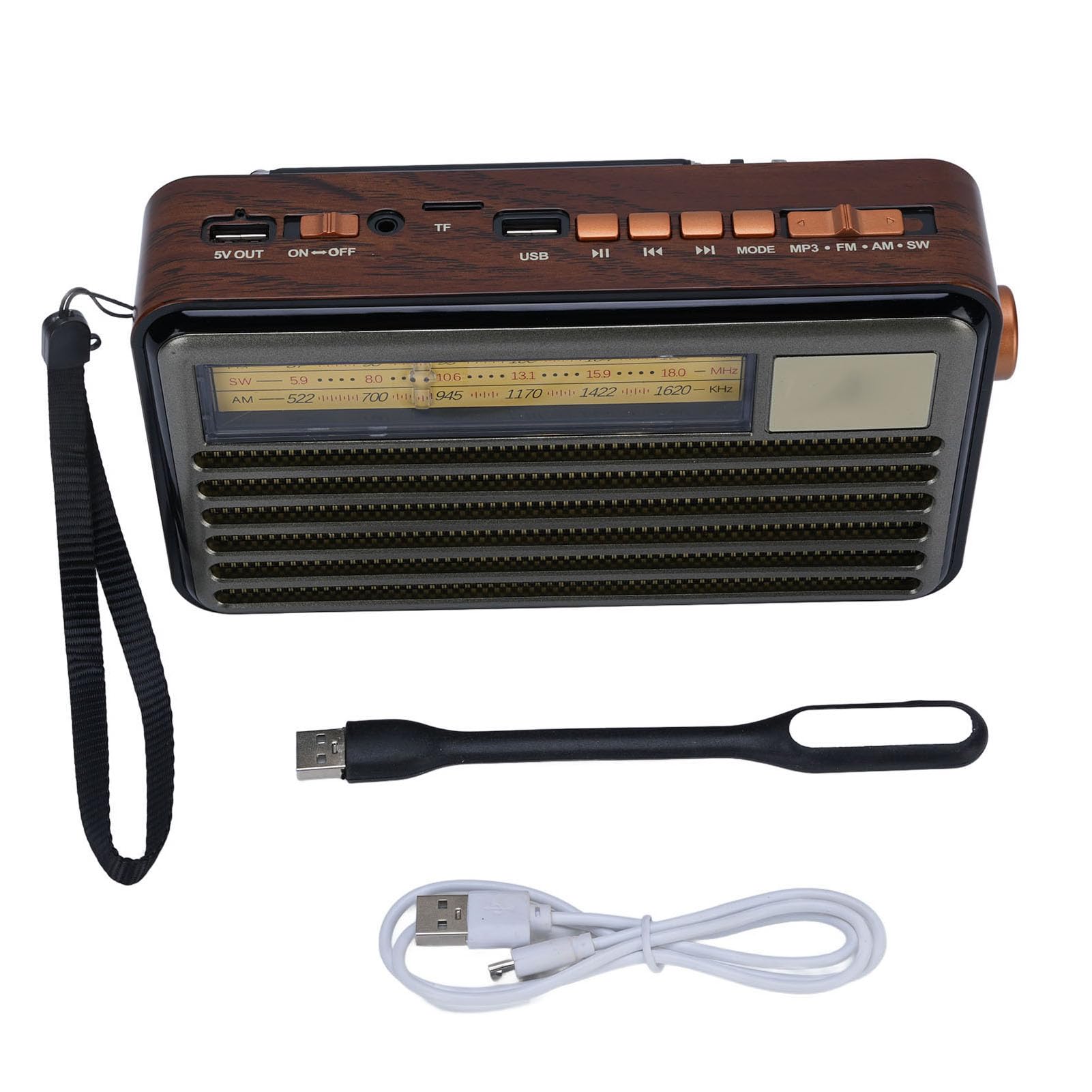 Radio Portátil Retro, Pequeña Radio de Corta Am FM con Bluetooth, Energía Solar o Baterías, para Emergencia de Iluminación Al Aire Libre