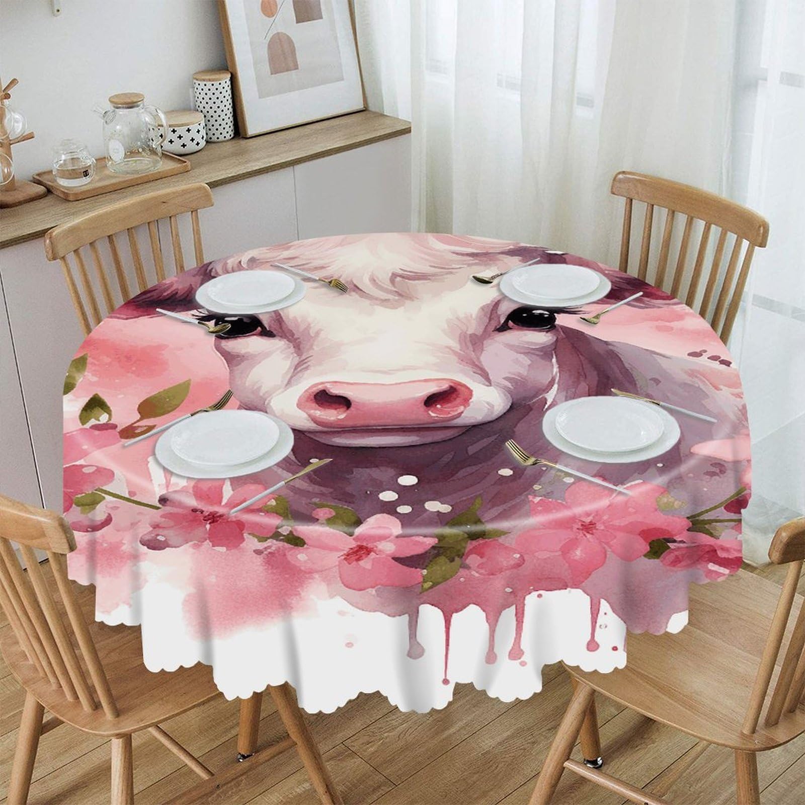 VstaDank - 60 inch round tablecloth easy clean round thick decorative polyester tablecloth for dining kitchen party farmhouse outdoor