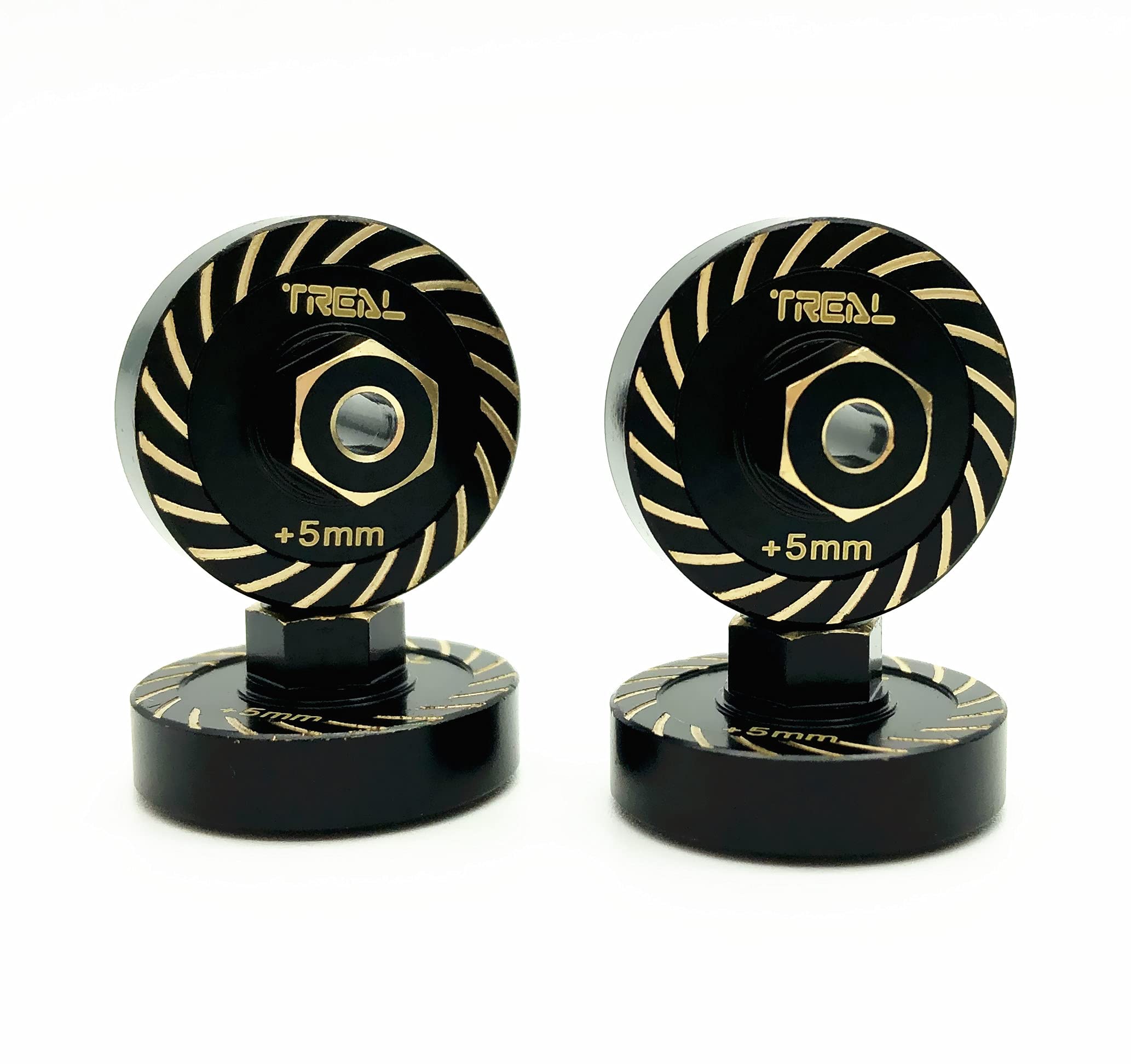 Treal Brass Extended Wheel Spacers (4p) +5mm Axle Counter Weight Type B for Axial SCX24 Deadbolt C10 Gladiator Bronco (Black)