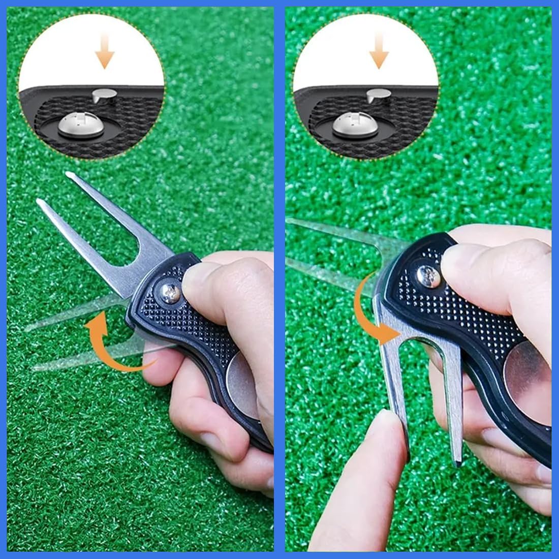 Herramienta Multifunción para Golf, 4 piezas, Arreglapiques Plegable, Acero Inoxidable