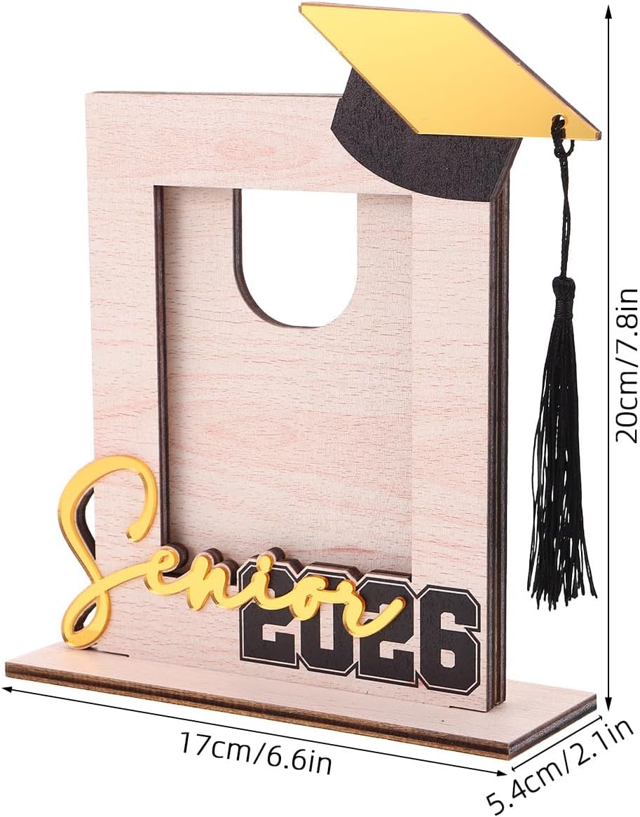 Levemolo Graduation Wooden Picture Frame - College Desktop Photo Display Class of 2026 Picture Holder with Tassel - Rustic Graduation Present for Son Or Daughter