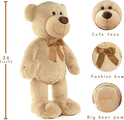 Miniatura 4 de Tezituor Oso de peluche gigante con pies de alto, gran oso de peluche rosa para niña Wowen, enorme oso de peluche de tamaño real, regalo en