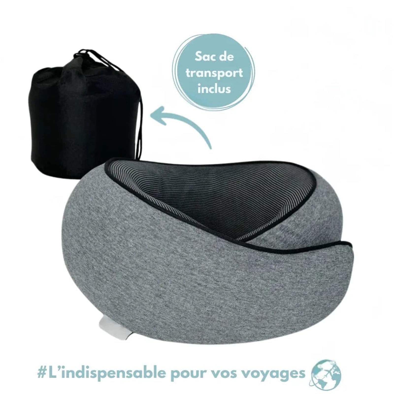 MEIION montalpin Mont Alpin Oreiller de Voyage Ergo+ Épouse la Nuque, libère Les tensions Coussin de Voyage en Mousse à mémoire, Soutien Cervical à 360° idéal pour Avion, Voiture et Train