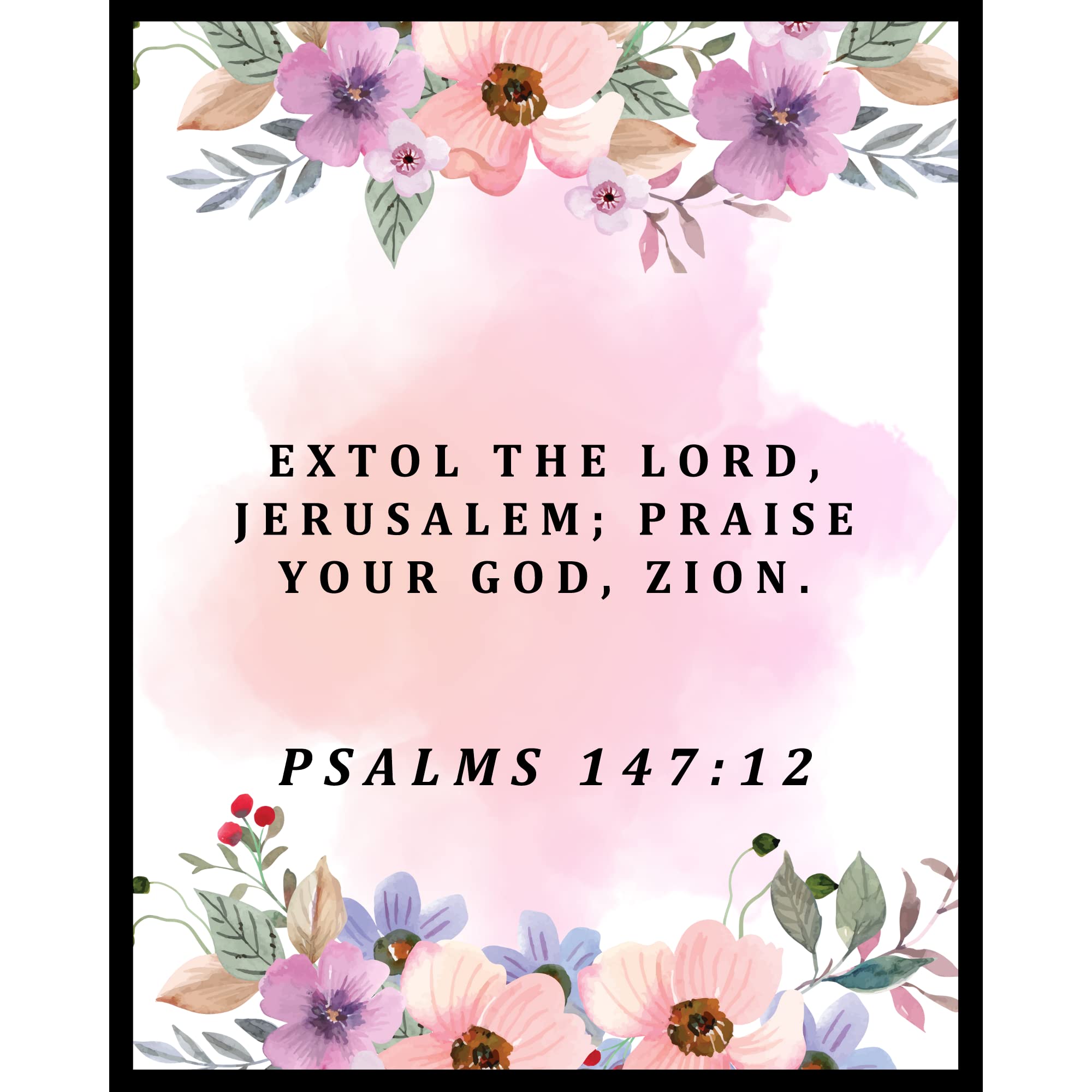 Extol The Lord Jerusalem Bible Verses Wall Decor - Christian Posters - Scripture Wall Art - Psalms Bible Verses Poster Wall Decor 8x10 inch - Decorations For Home