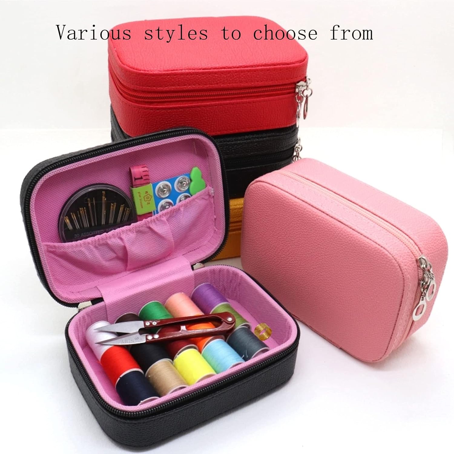 IMPREC Sewing Storage Box, Sewing Basket Accessories Organizer Sewing Supplies Organizer DIY Storage Bag for Sewing Tools Kit Thread Needles Pins (Color : Rojo, Size : 16x12x6.5cm)