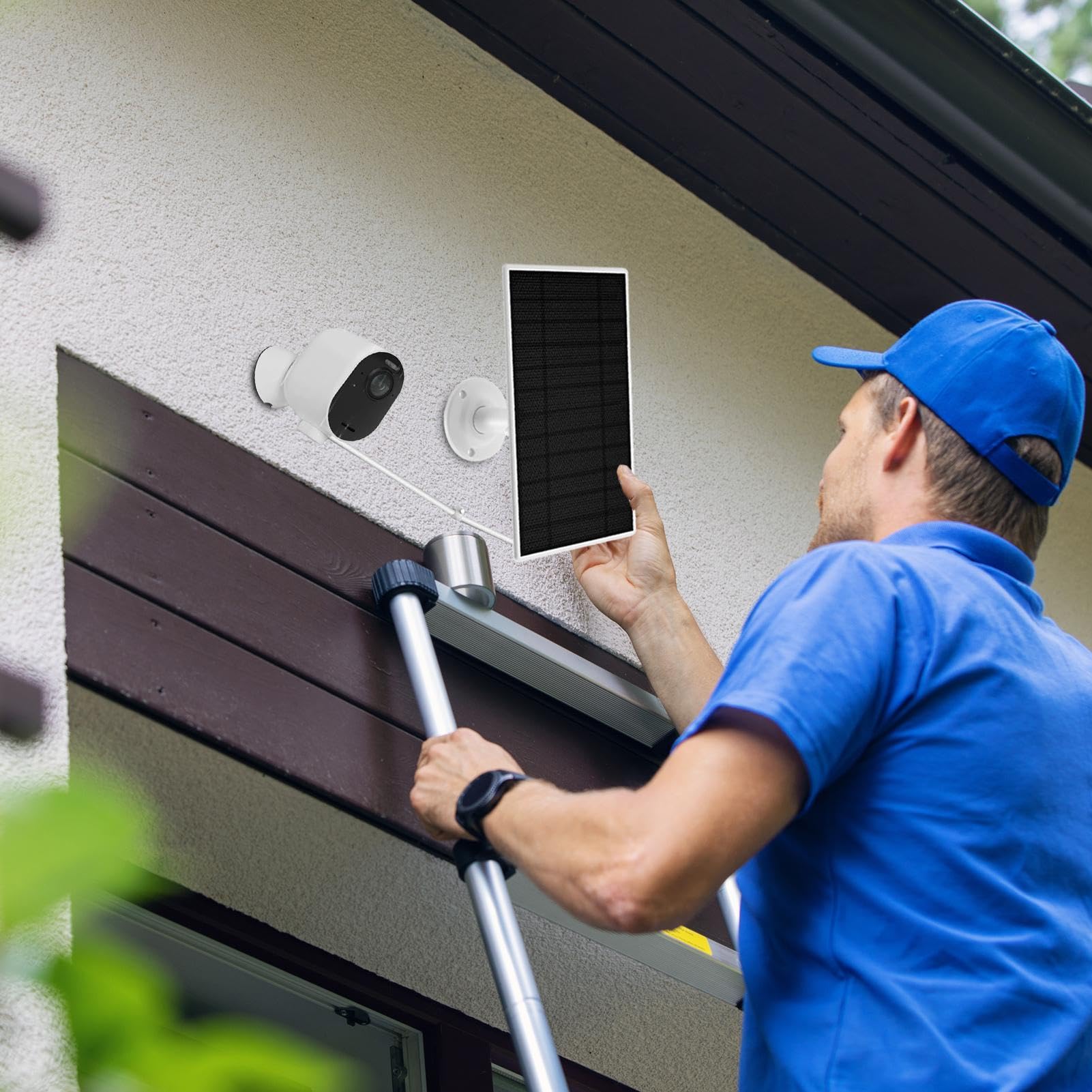 Pannello Solare per Telecamera Caricatore Impermeabile A Ricarica Rapida | Pannello di Ricarica Solare da 10W per Telecamere da Parete per Telefoni, Moto, Camper, Elettronica, Campeggio, Pesca, Gi