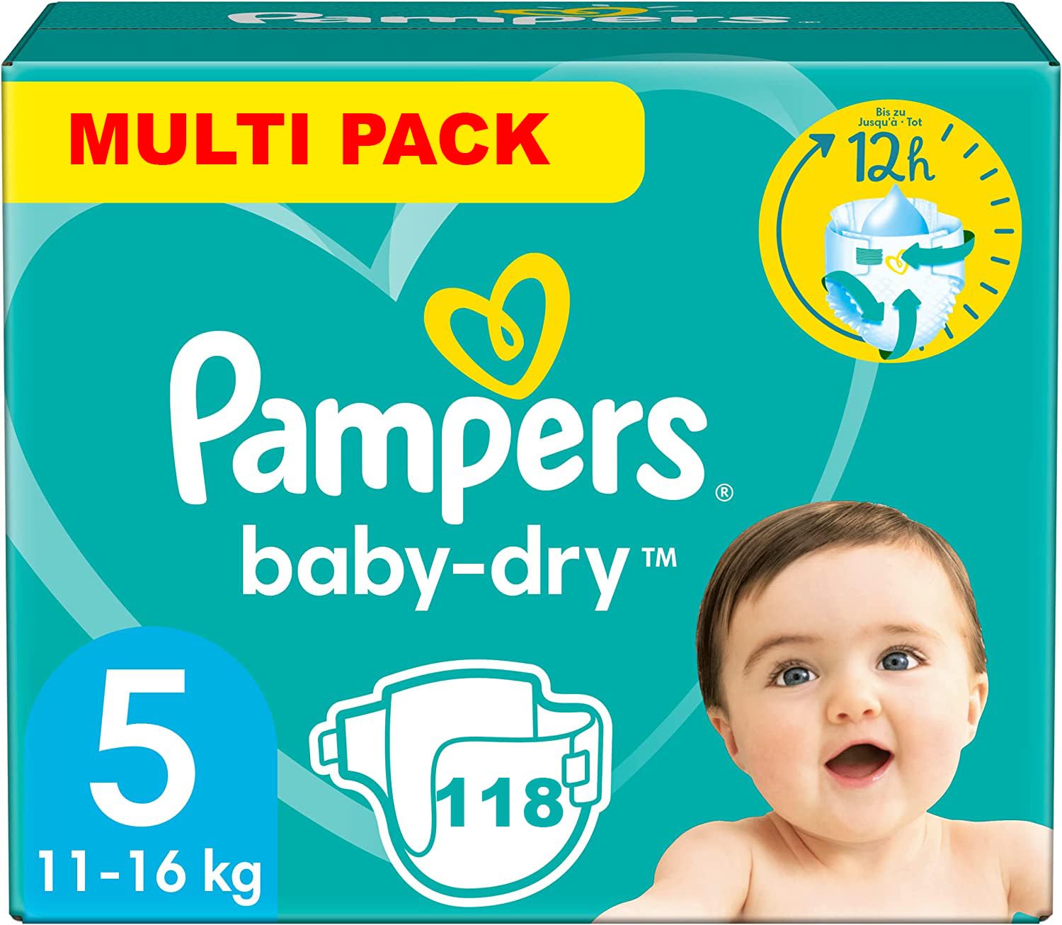PAMPERS BABY-DRY TAILLE 5 118 COUCHES (11-16 KG)