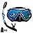 Snorkel mask Snorkeling Set for Adults and Youth, Diving mask and Full Dry Snorkel Swim Googles is Suitable for Snorkeling, Dive Scuba Diving, Swimming (Blue and White-Black)