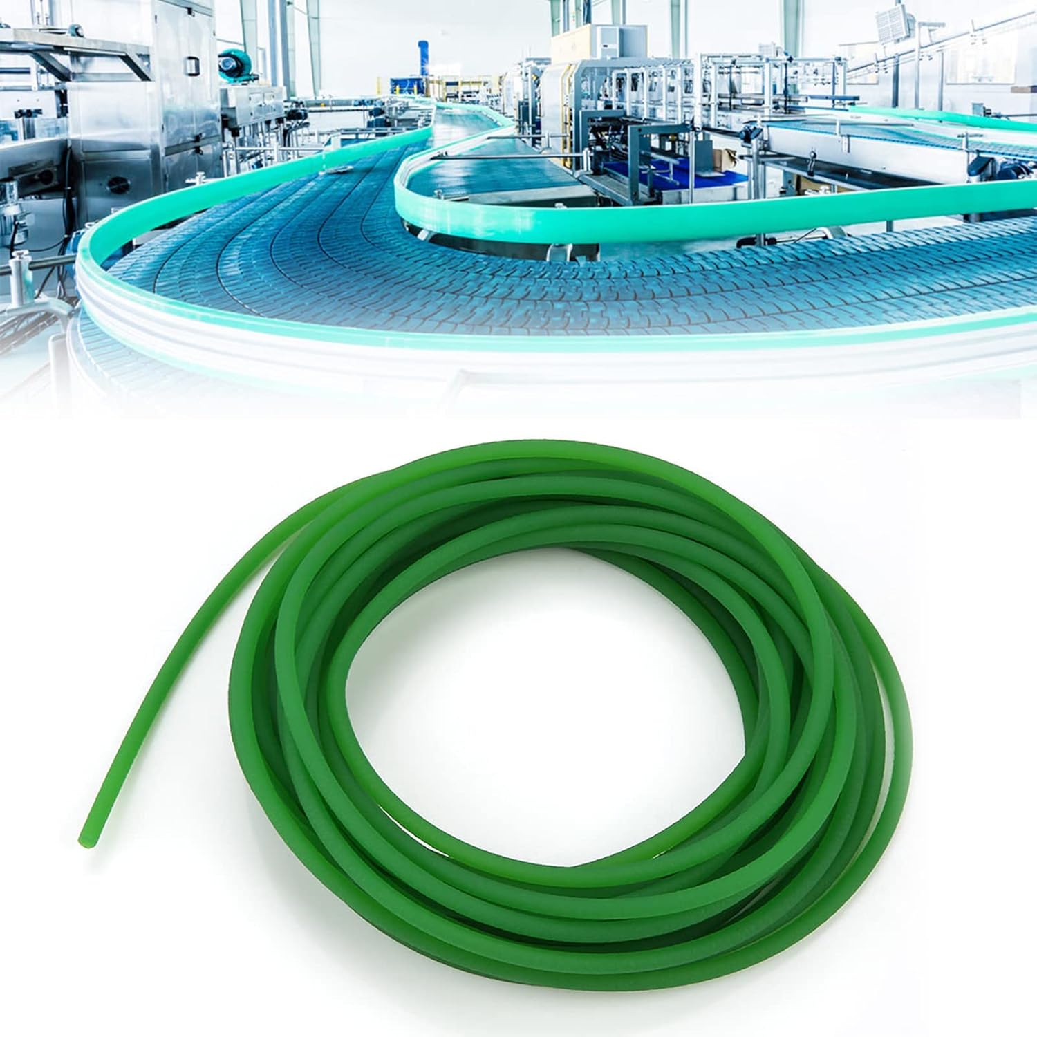 High-Performance Belt PU Polyurethane Round Belt Green Rough PU Belt for Drive (5mm×10m)