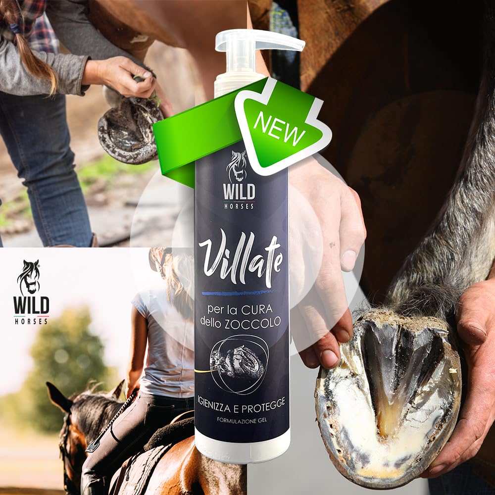 Wild Horses | Villate Gel, Lozione Detergente ed Igenizzante per la Pulizia e la Protezione del Fettone, Prodotto Pulente e Protettivo, Rimuove Impurità dallo Zoccolo, 250ml