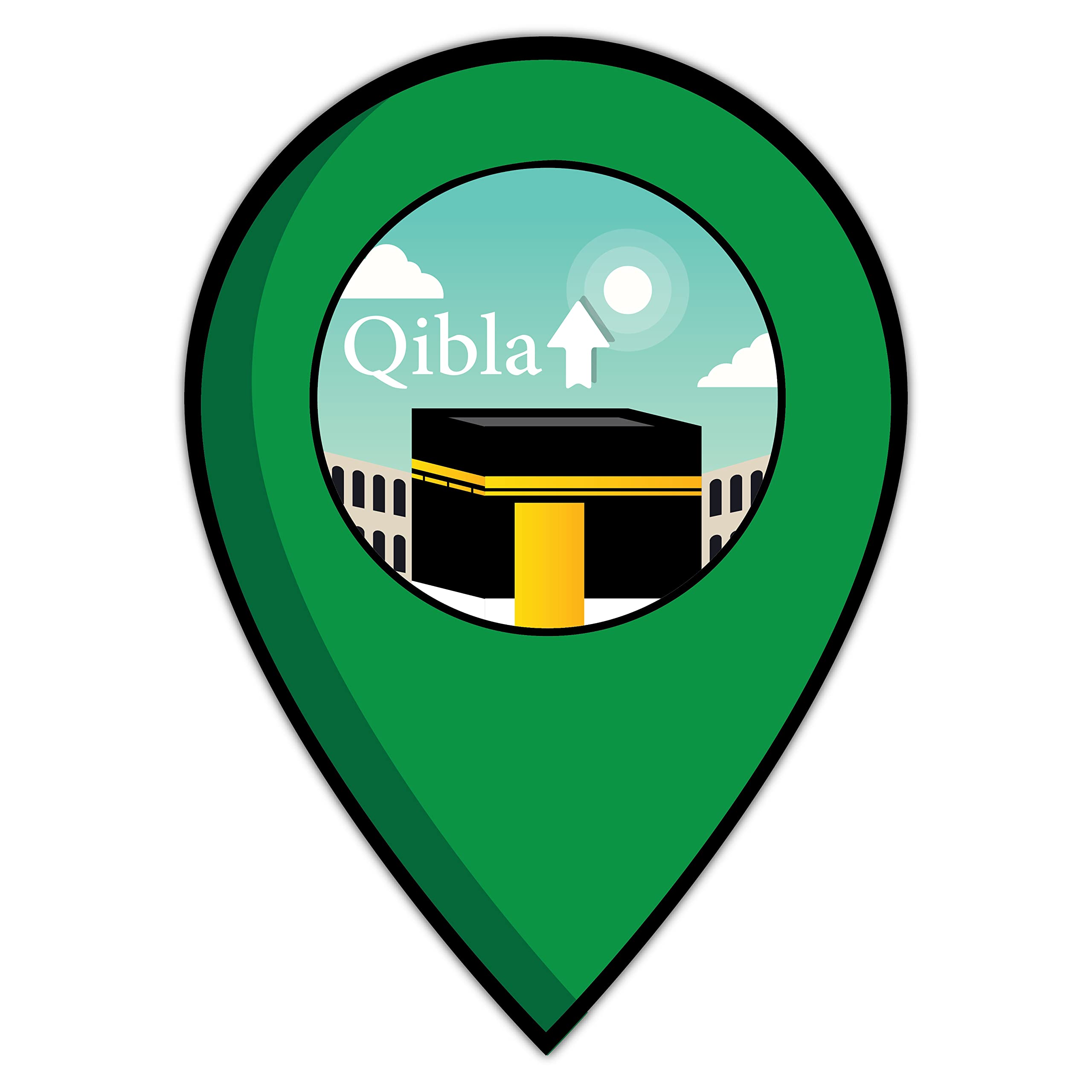 woopme ® Qibla Compass Arrow Direction Sticker for Wall Floor Prayer Room Bedroom Kids Room Home House Decoration Vinyl Printed Stickers L x H 18 x 25 Cms