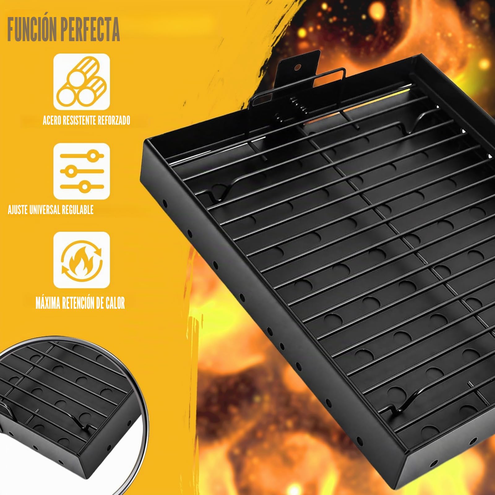 GFTIME 38-71 cm Ajustable bandeja de carbón para Tepro Toronto, Taino Hero XL barbacoa de carbón, Activa Angular, EL Fuego Montreal, EL Fuego Ontario barbacoa de carbón, piezas de repuesto de parrilla