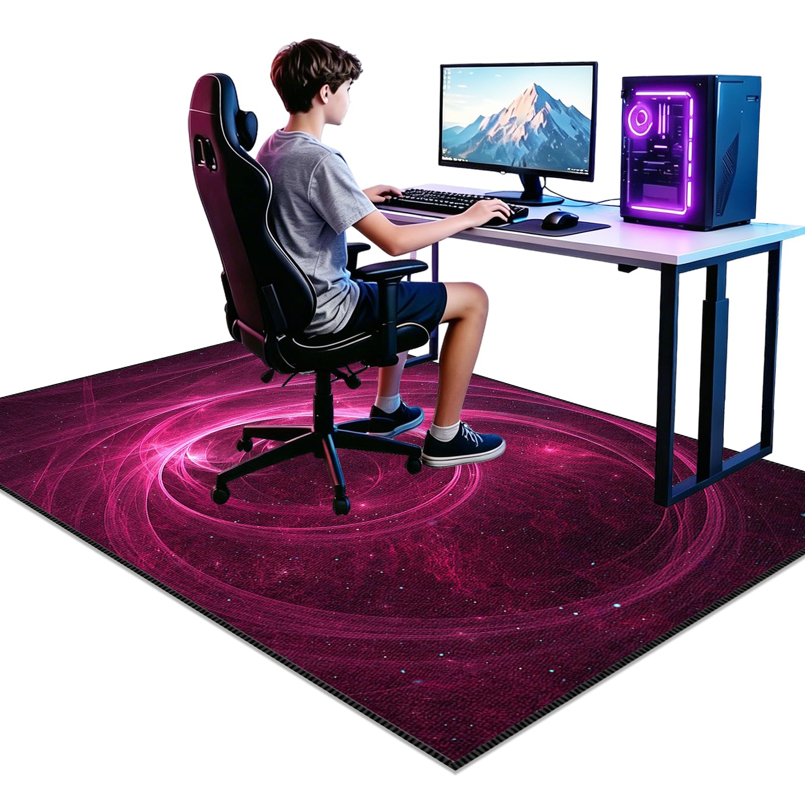 Large Gaming Area Rug for Boys Bedroom, Non-Slip Gaming Carpet for Playroom Living Room 100 x 120cm Floor Mat for Home Decor, 3D Game Rug, Gaming Rug Kids Rugs, Floor Protector Game Chair Rugs
