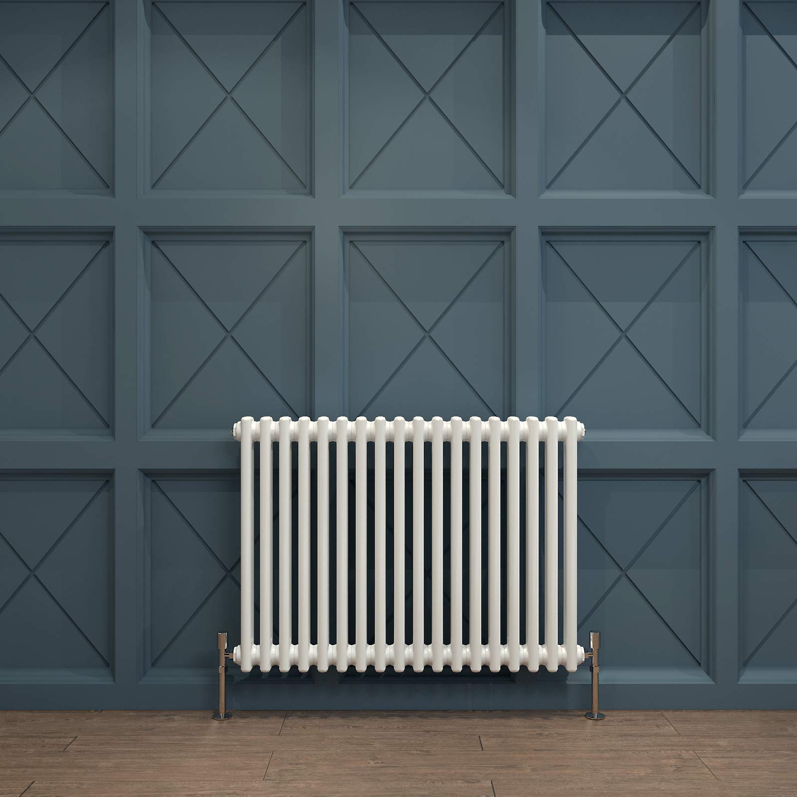 Acezanble∣Traditional 2 Column Radiator Horizontal Rads Cast Iron Style White-600x830mm Centre Heating