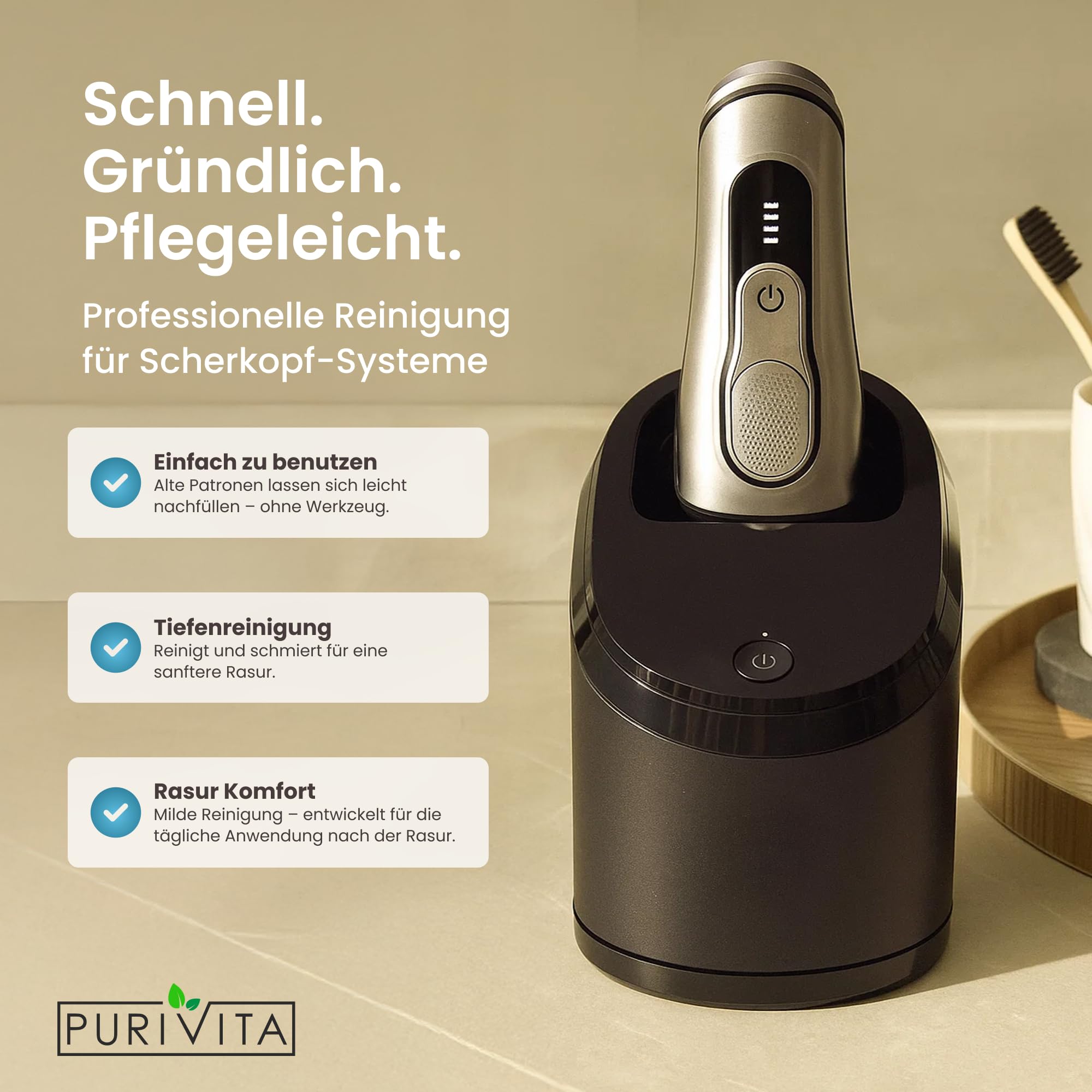 Purivita - Scherkopfreiniger Nachfüllflüssigkeit - 3000 ml kompatibel mit Braun und Phillips