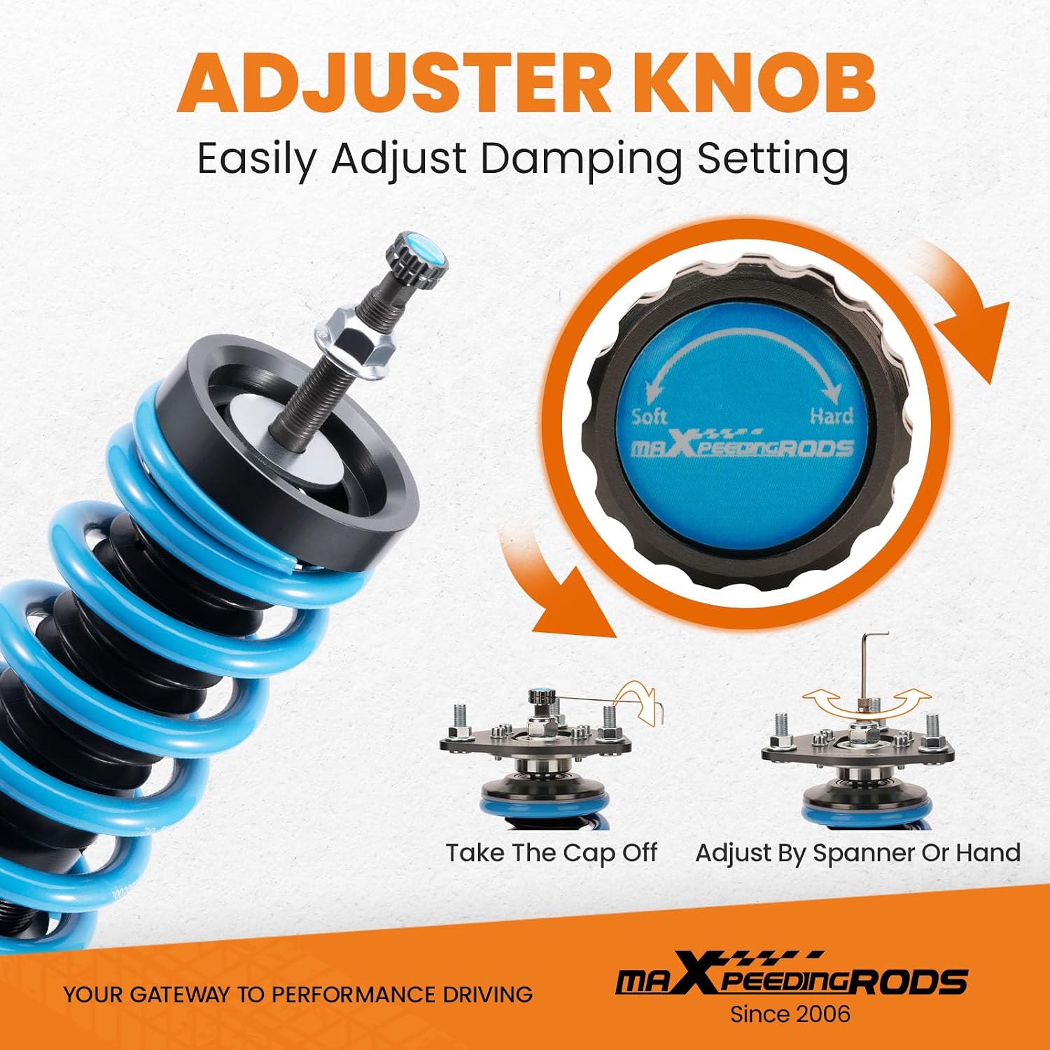 maXpeedingrods Coilover for Chevy Camaro 2010-2015, 24 Levels Damper Adjustable Coilovers Suspension Kit Strut, Height Adjustable Shock Absorber Struts, T6 Upgraded Lowering Kits Blue