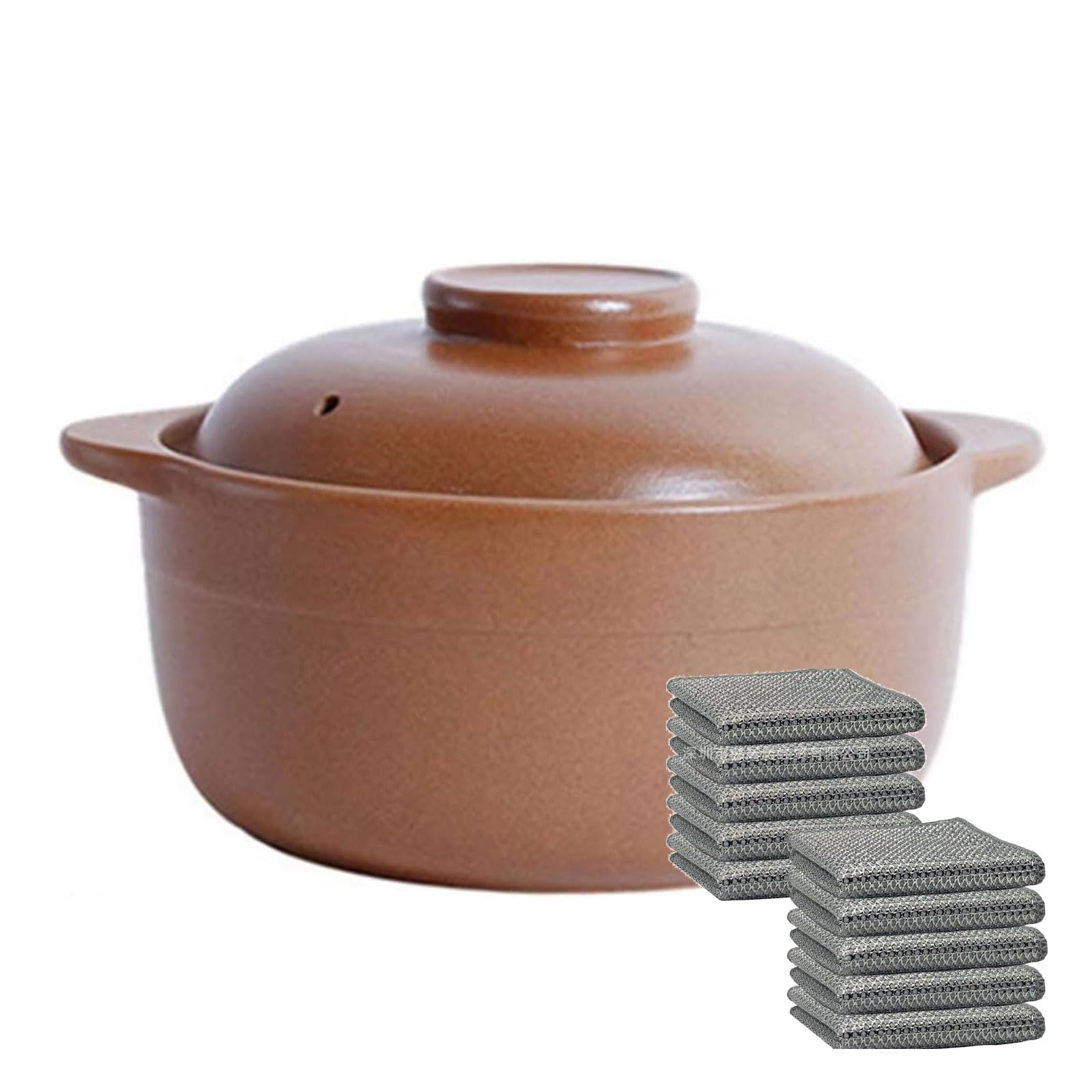 Gliniany garnek do gulaszu – odporne na wysokie temperatury naczynia ceramiczne z pokrywką, idealny do gotowania zupy, gulaszu i owsianki,