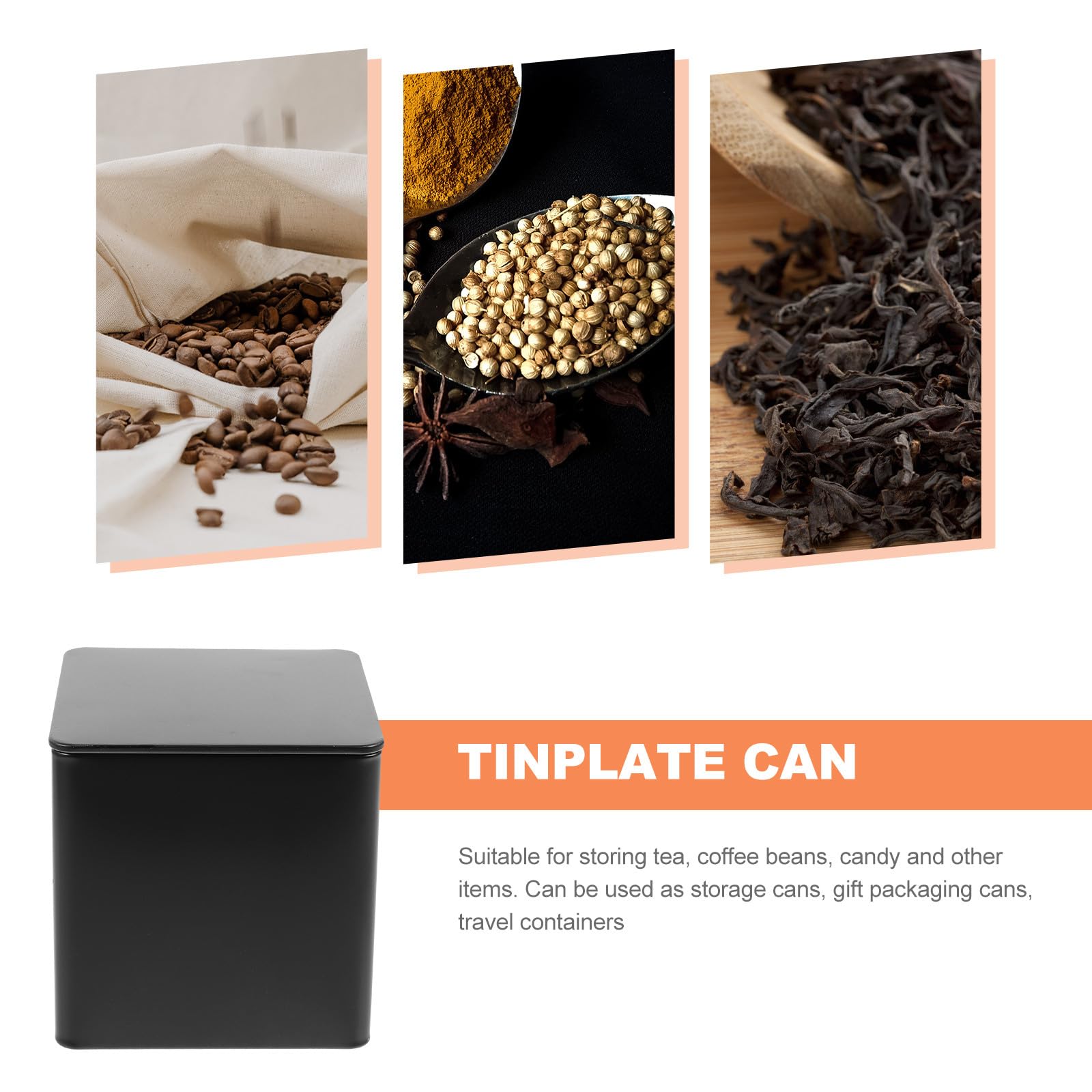 ibasenice Set de 4 Botes de Hojalata para Almacenamiento Hermético de Té Suelto y Café, Resistente a Daños, Color Negro, Adecuado para Almacenamiento y Embalaje de Regalos