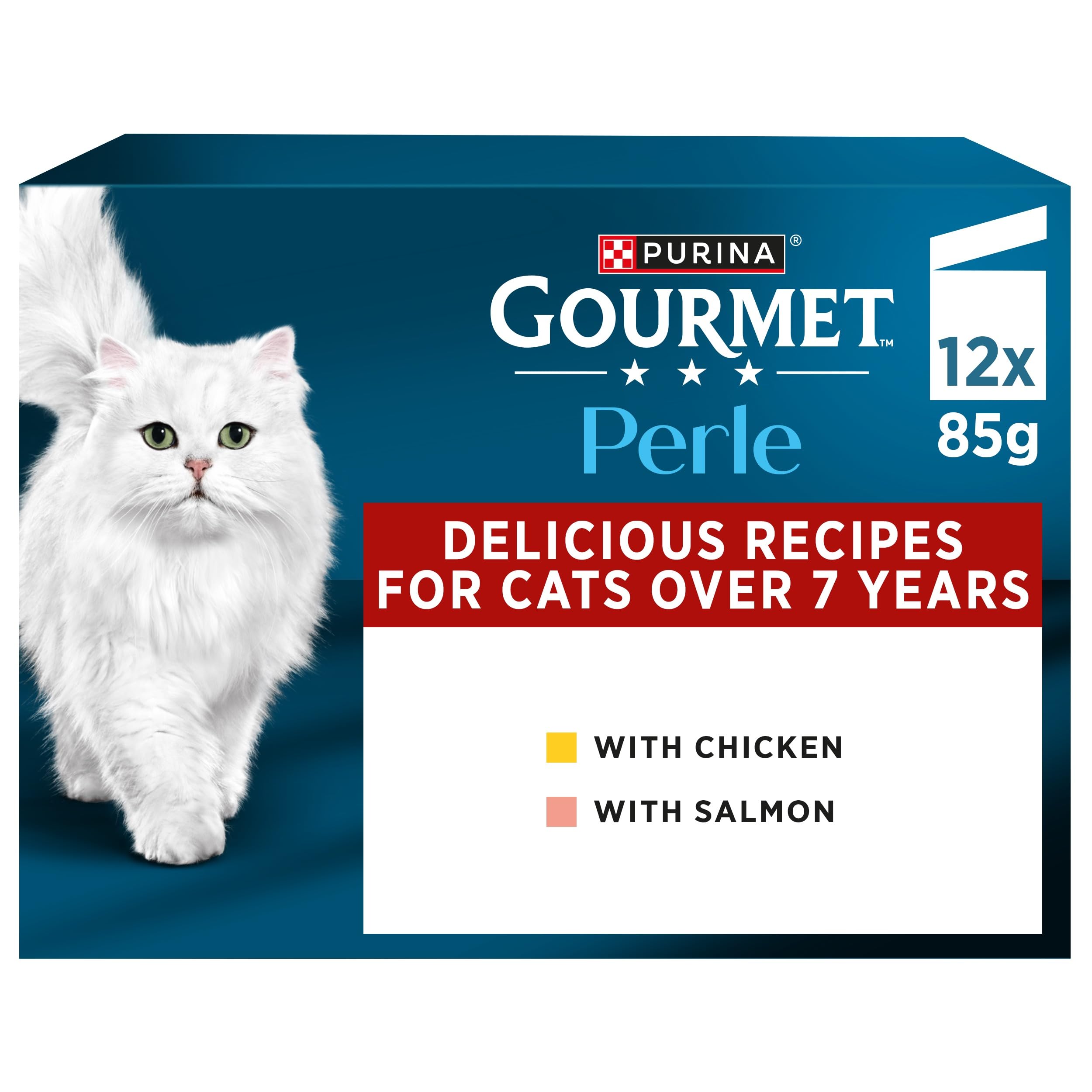 GOURMET Perle Senior 7+ Mini Fillets in Gravy Wet Cat Food 12x85g (Pack of 4)