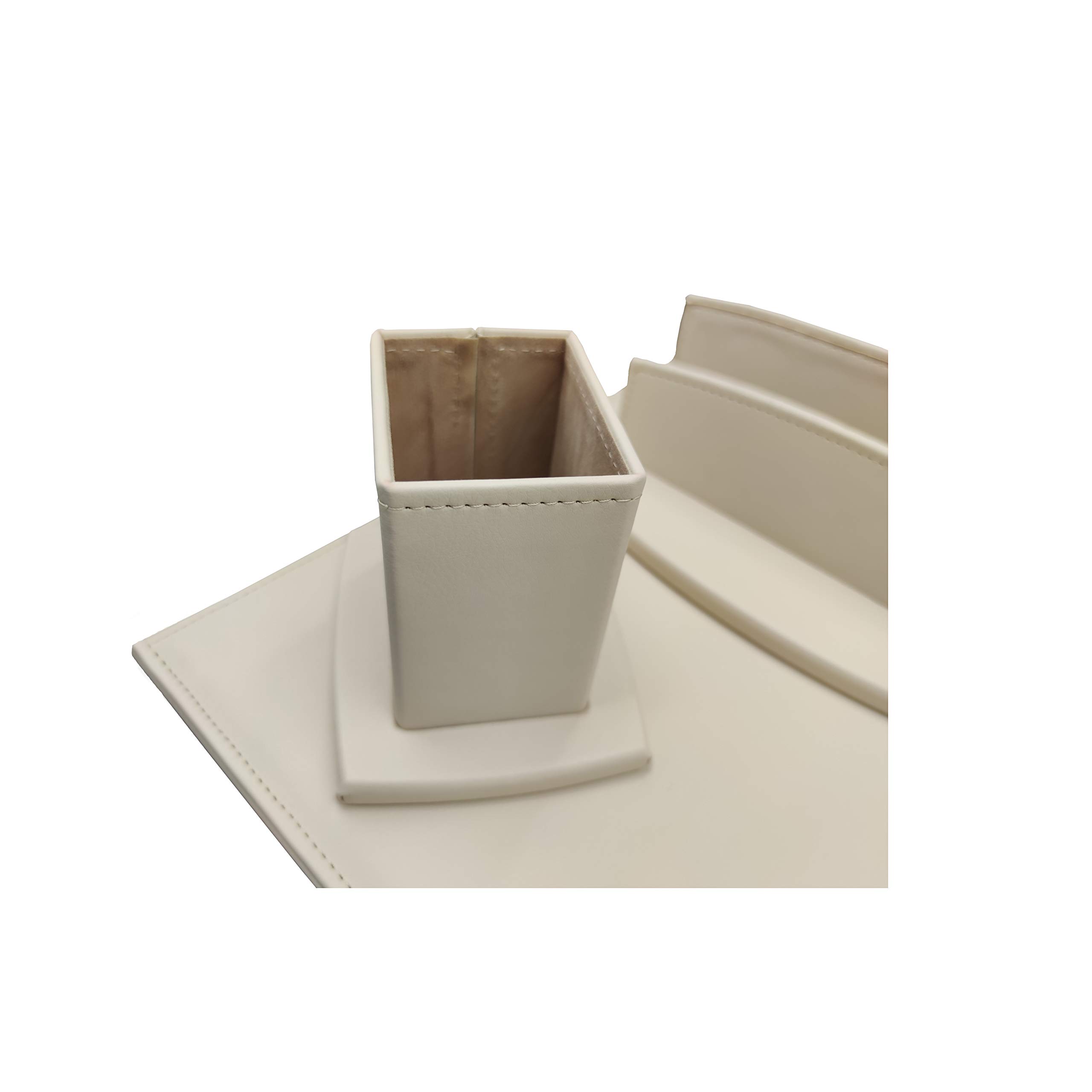 oggettando Set scrivania in Ecopelle con Accessori Composto da scrittoio apribile, portalettere, portapenne, portabigliettini (Beige)