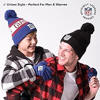 Vista 6 de Ultra Game Gorro de invierno de punto súper suave oficial de la NFL con guantes extra cálidos para pantalla táctil